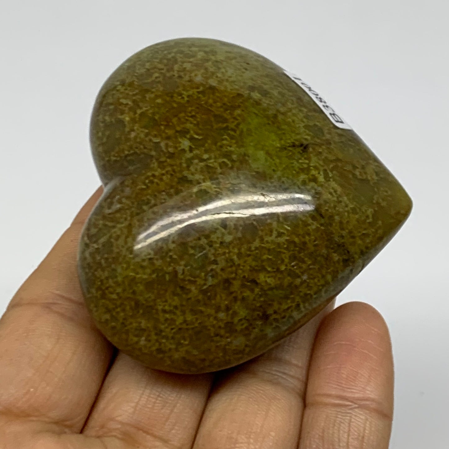 0.22 lbs, 2.2"x2.5"x1.2", Green Opal Heart Polished Gemstone Crystal, B38001