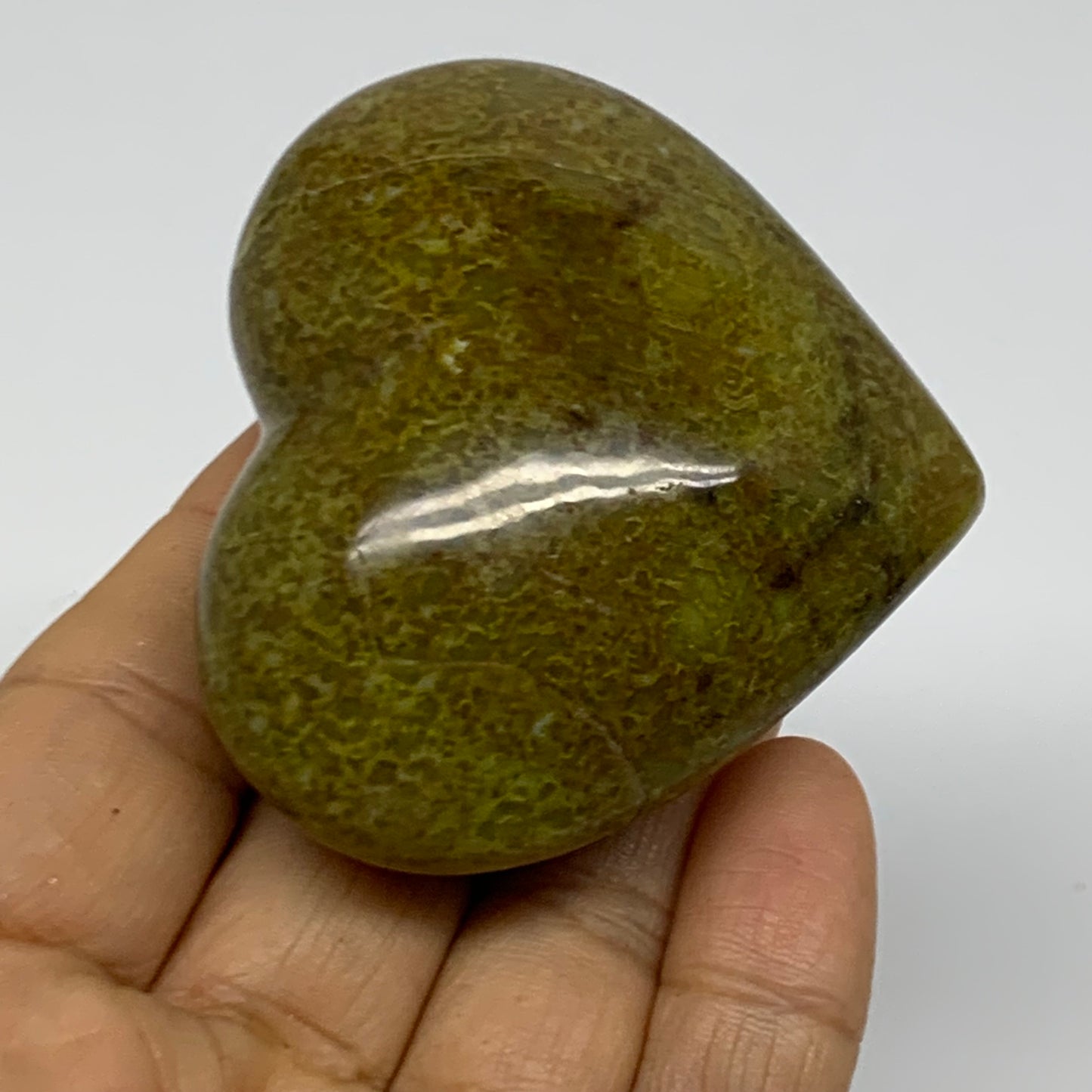 0.22 lbs, 2.2"x2.5"x1.2", Green Opal Heart Polished Gemstone Crystal, B38001