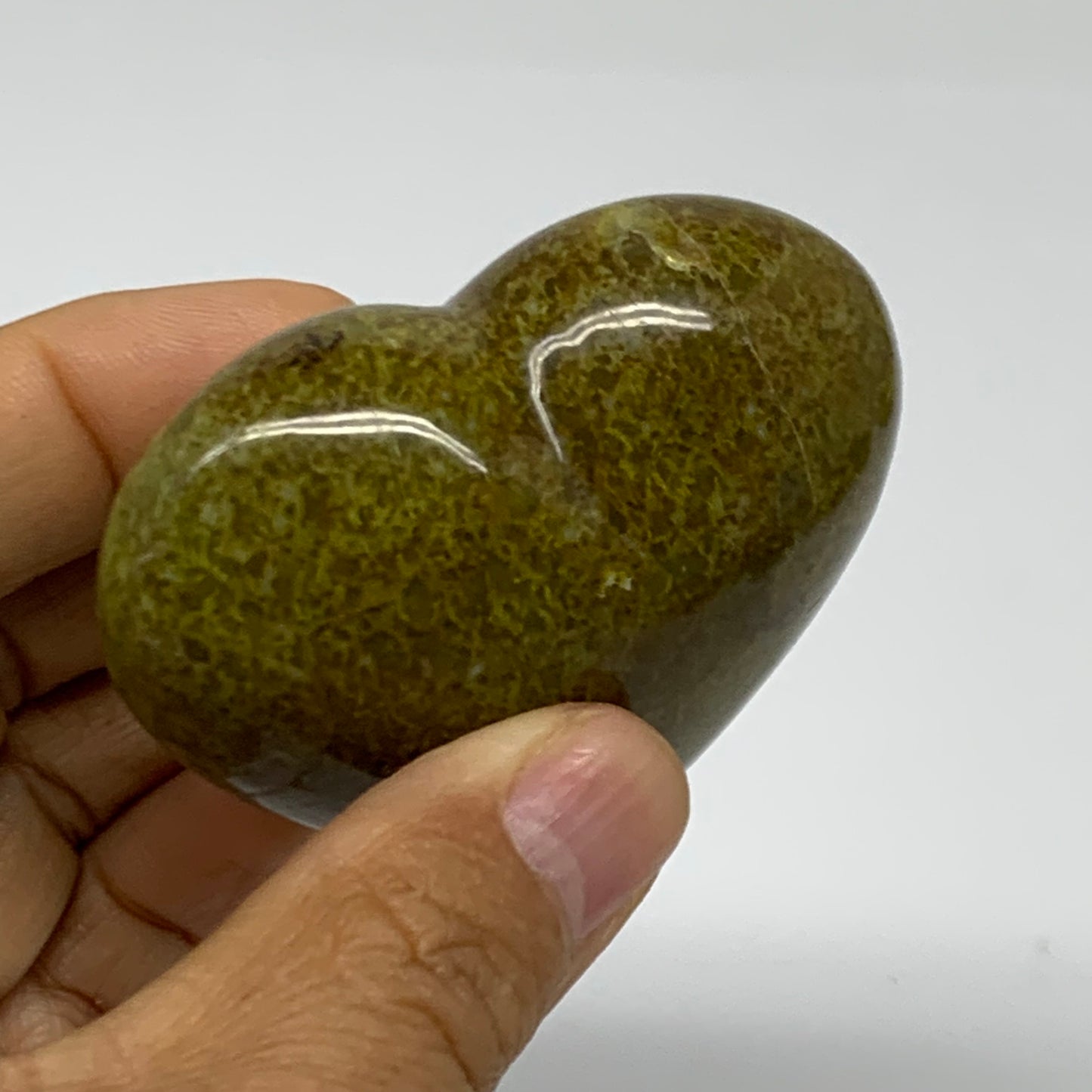 0.22 lbs, 2.2"x2.5"x1.2", Green Opal Heart Polished Gemstone Crystal, B38001