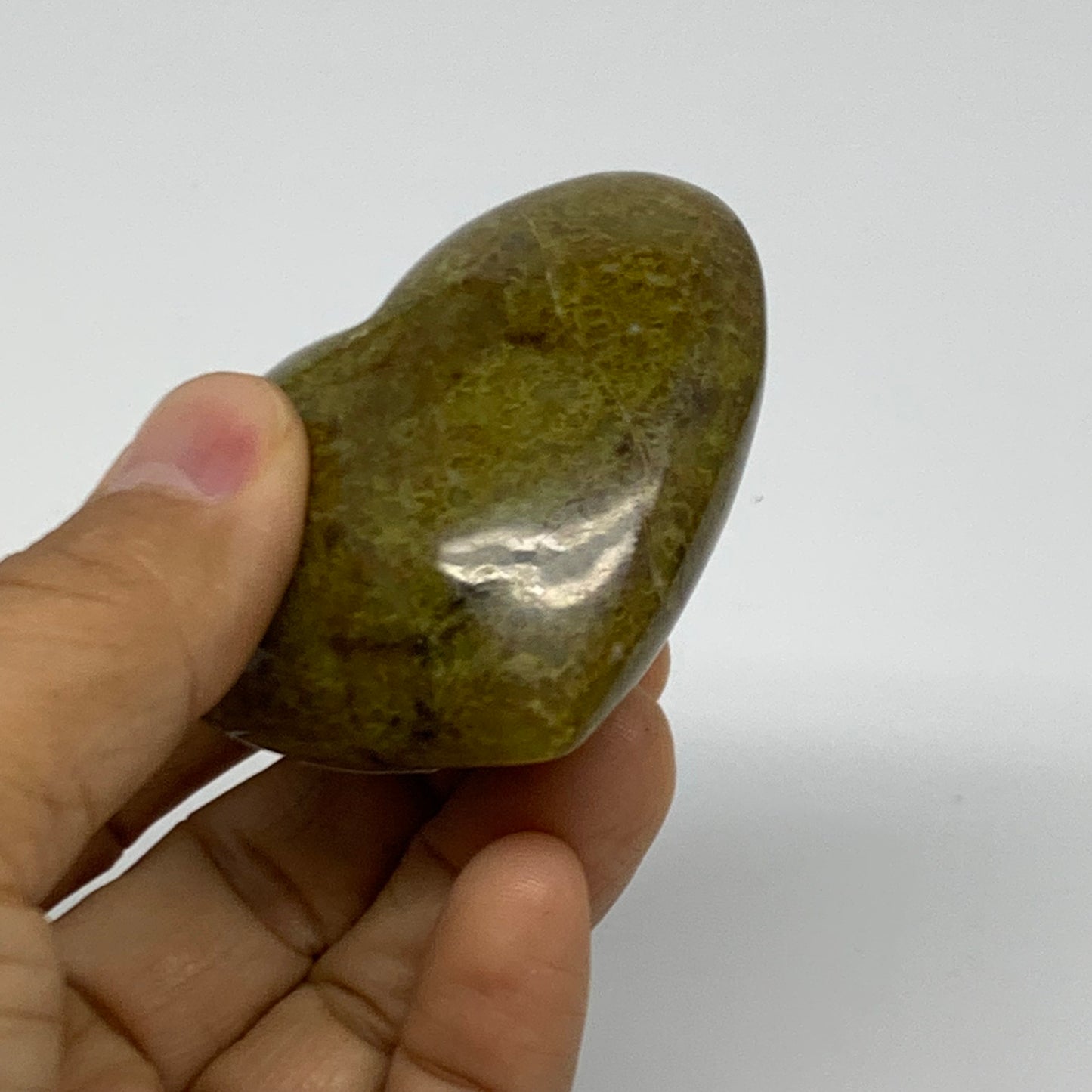 0.22 lbs, 2.2"x2.5"x1.2", Green Opal Heart Polished Gemstone Crystal, B38001