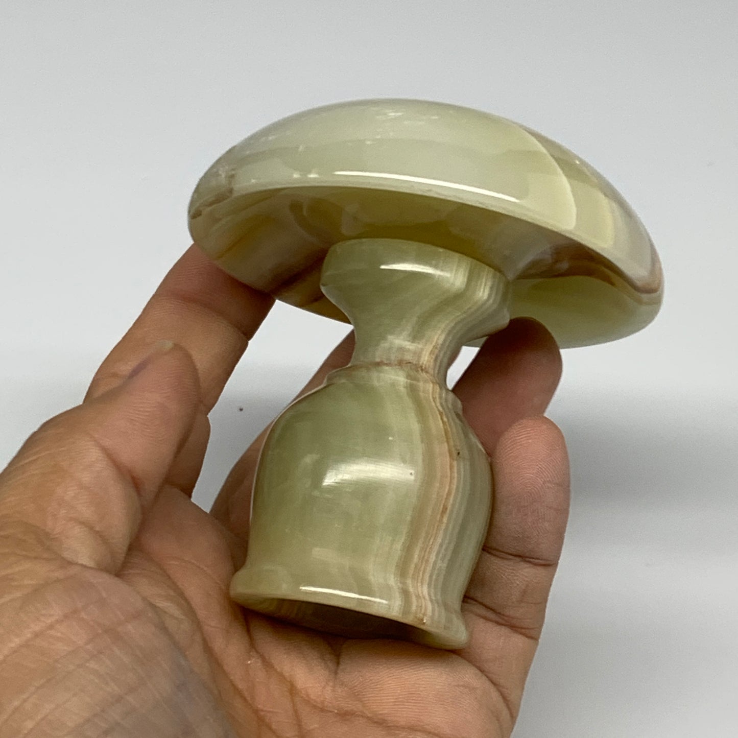 245g, 3"x1.4"x3", Natural Green Onyx Candle Holder Gemstone Hand Carved, B32174