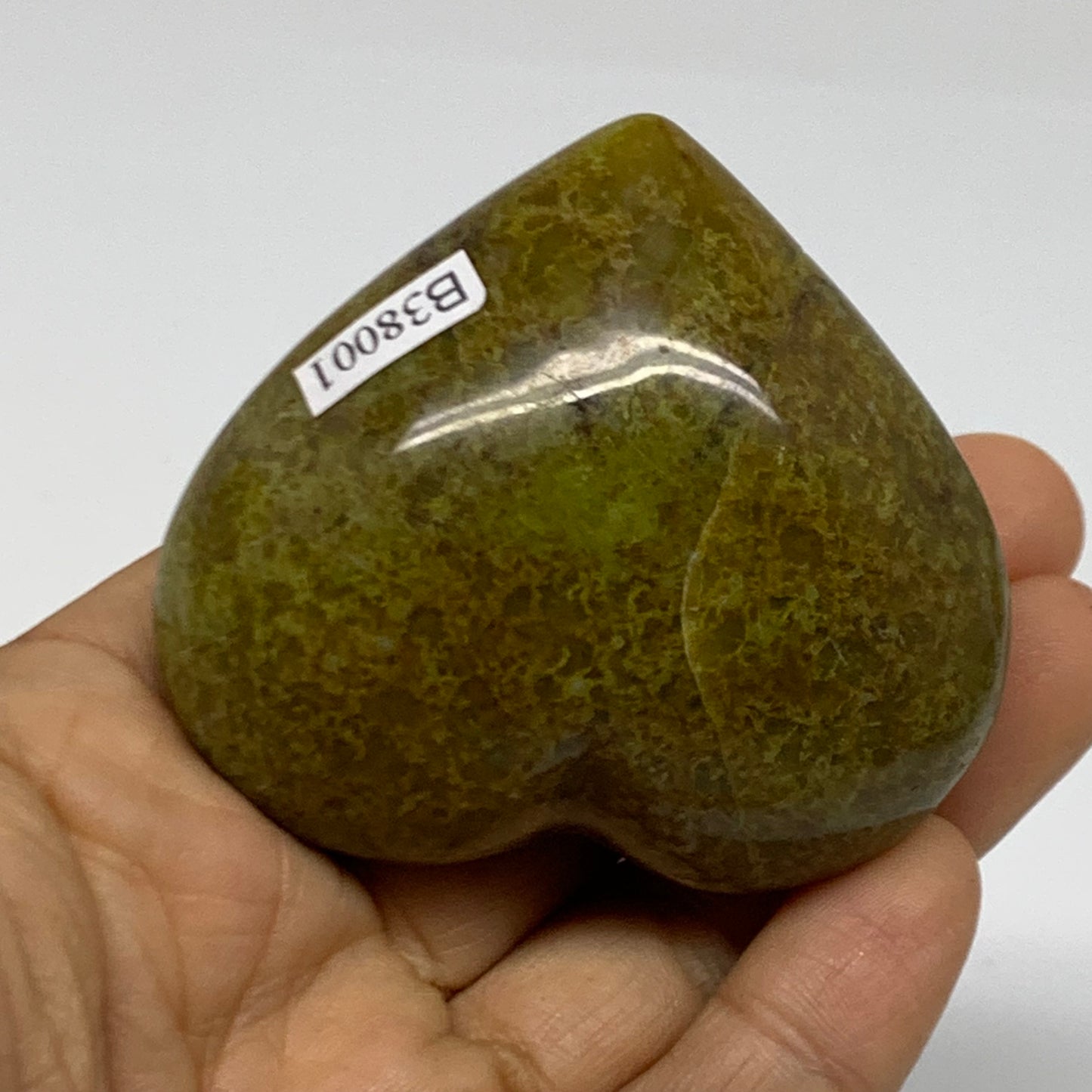 0.22 lbs, 2.2"x2.5"x1.2", Green Opal Heart Polished Gemstone Crystal, B38001