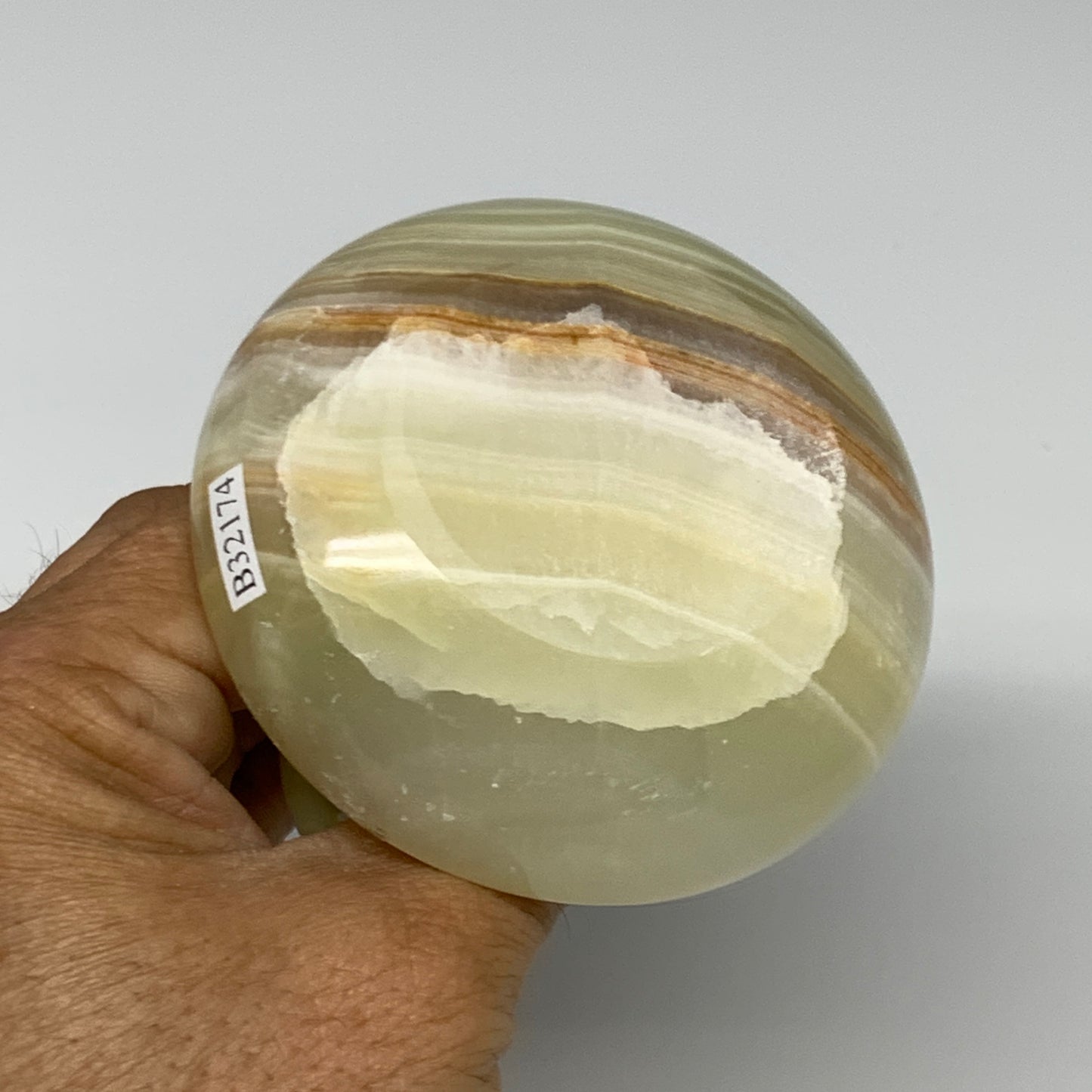 245g, 3"x1.4"x3", Natural Green Onyx Candle Holder Gemstone Hand Carved, B32174