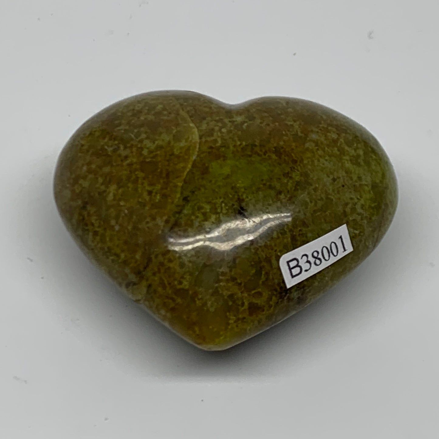 0.22 lbs, 2.2"x2.5"x1.2", Green Opal Heart Polished Gemstone Crystal, B38001