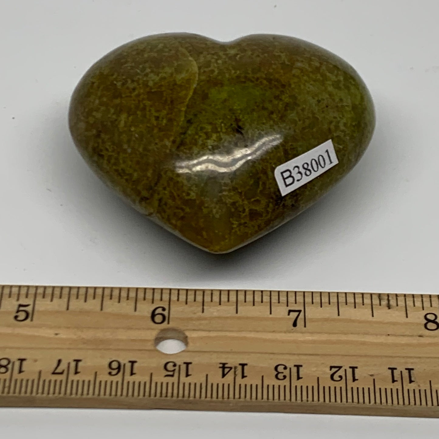 0.22 lbs, 2.2"x2.5"x1.2", Green Opal Heart Polished Gemstone Crystal, B38001