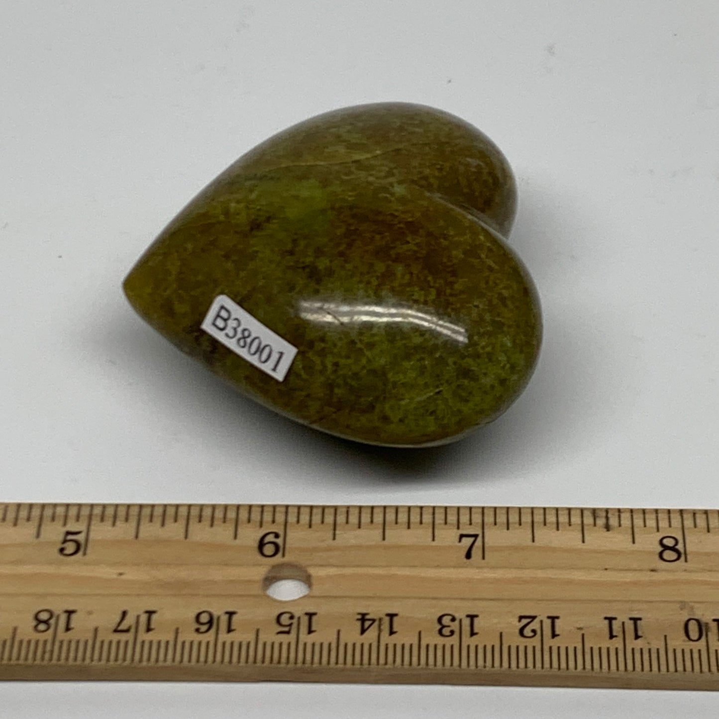 0.22 lbs, 2.2"x2.5"x1.2", Green Opal Heart Polished Gemstone Crystal, B38001