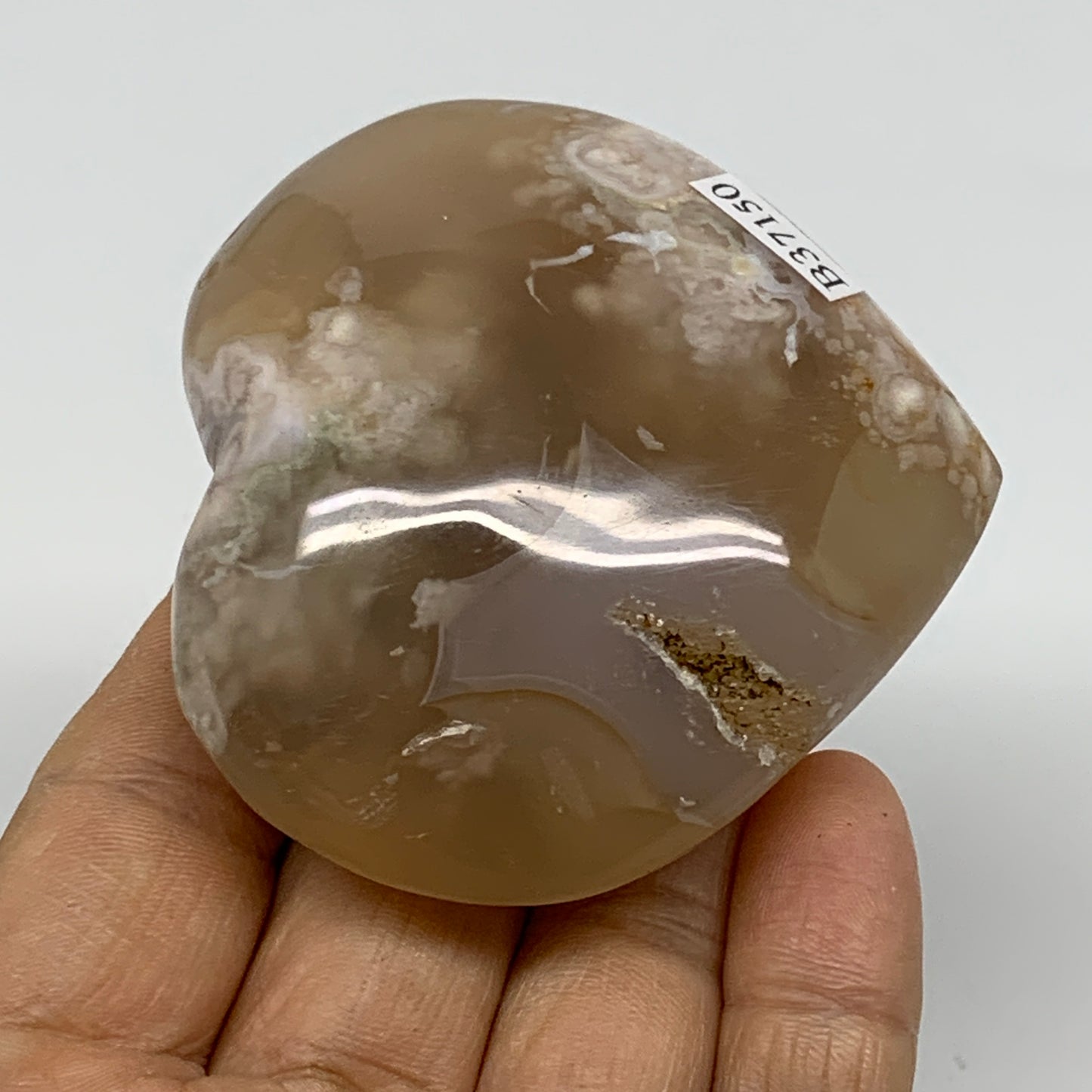 0.33 lbs, 2.4"x2.6"x1.1", Cherry Blossom Flower Agate Heart Crystal, B37150