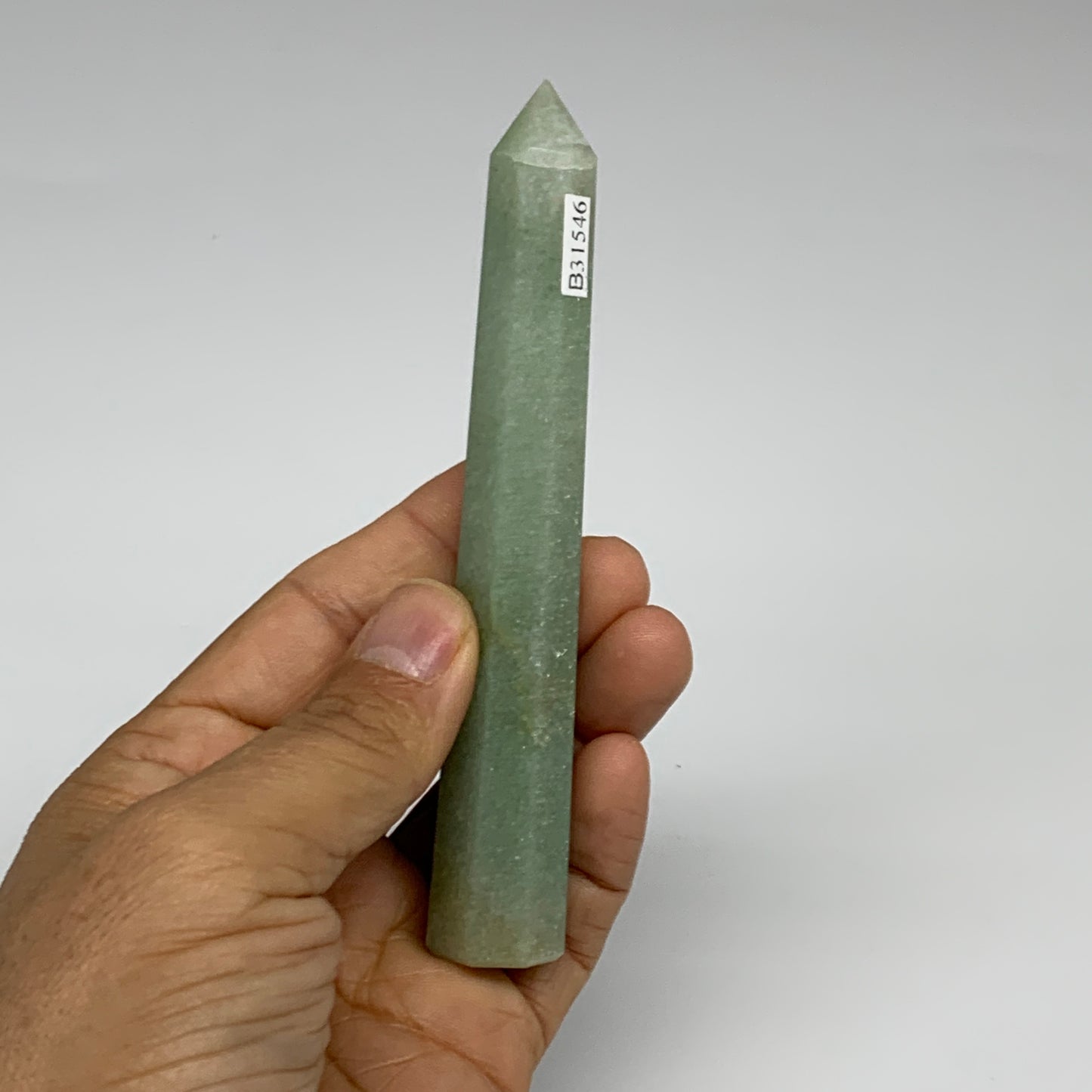 70.3g, 4.8"x0.7", Green Aventurine Tower Obelisk Point Crystal @India,B31546