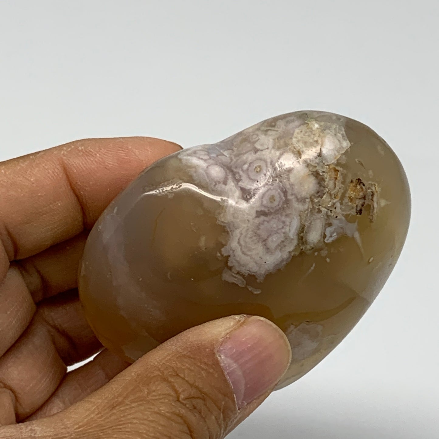 0.33 lbs, 2.4"x2.6"x1.1", Cherry Blossom Flower Agate Heart Crystal, B37150