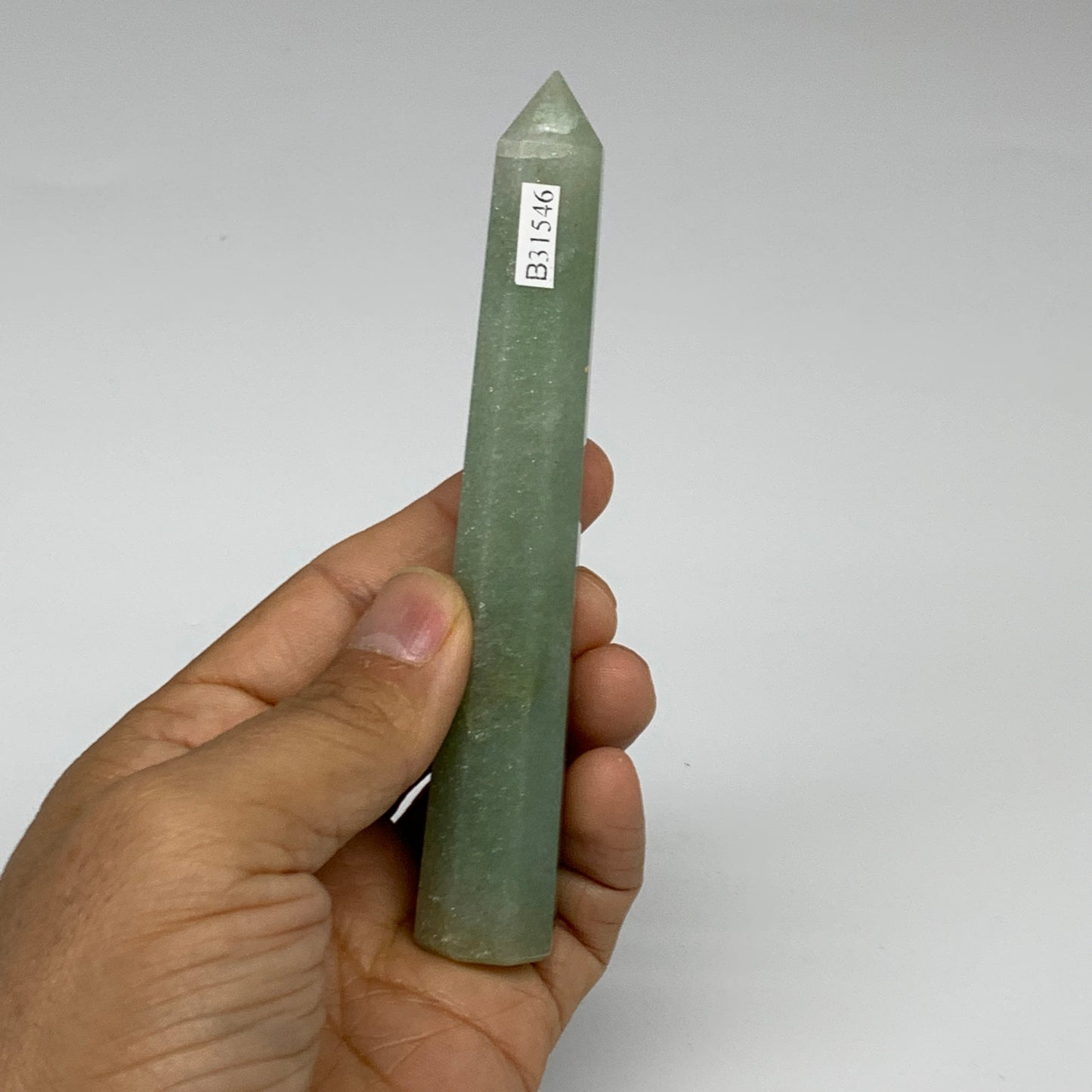 70.3g, 4.8"x0.7", Green Aventurine Tower Obelisk Point Crystal @India,B31546