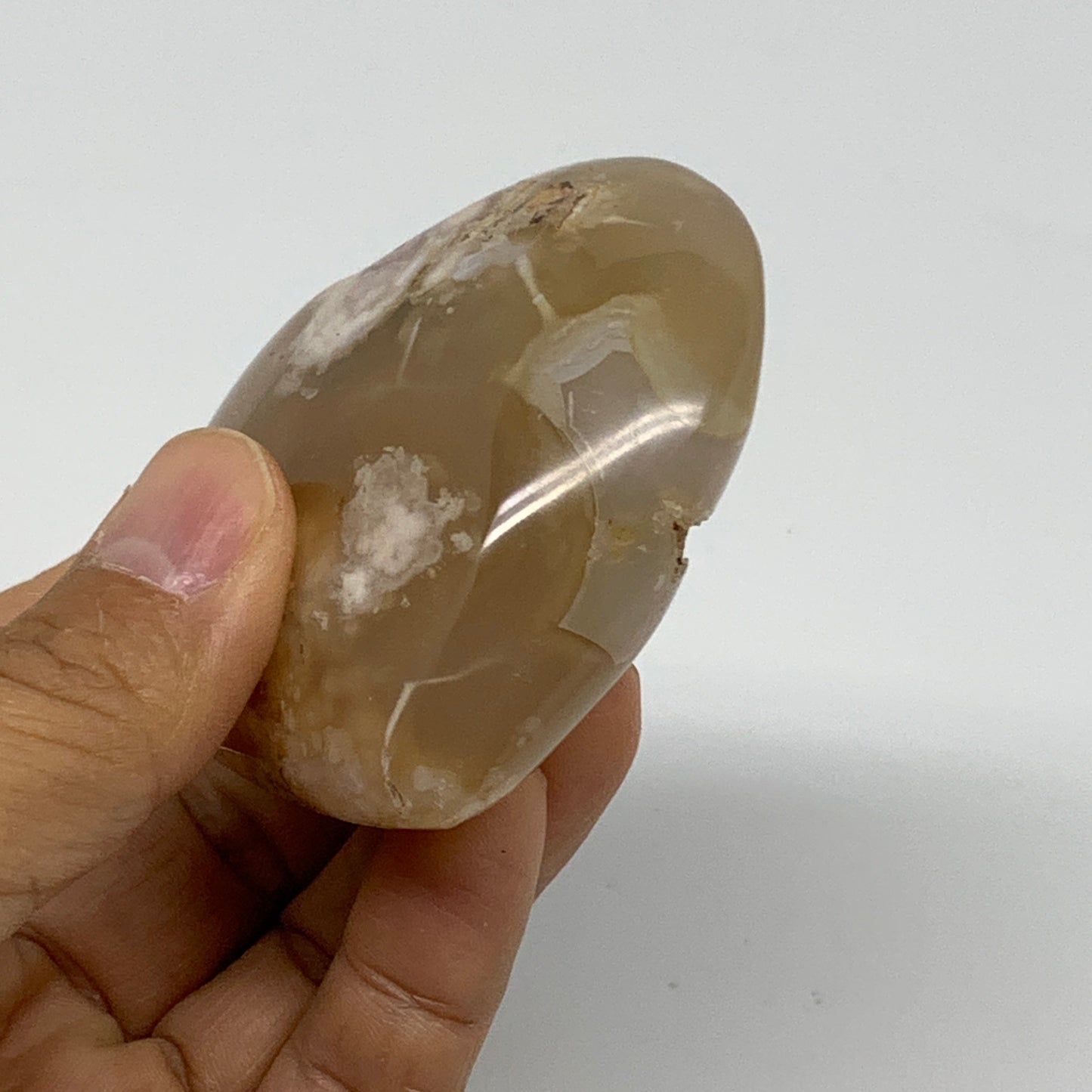 0.33 lbs, 2.4"x2.6"x1.1", Cherry Blossom Flower Agate Heart Crystal, B37150