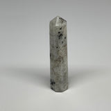 83.7g, 3.8"x0.9", Rainbow Moonstone Tower Obelisk Point Crystal @India, B29251