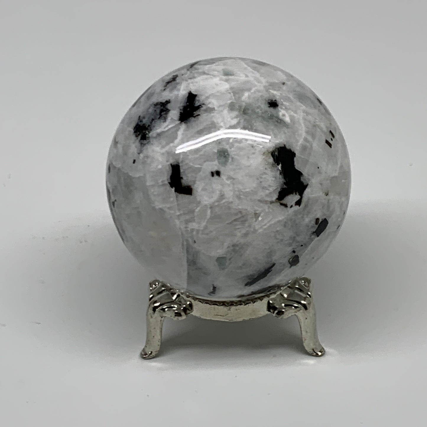 208g, 2.1"(53mm), Natural Rainbow Moonstone Sphere Ball Gemstone, B34953