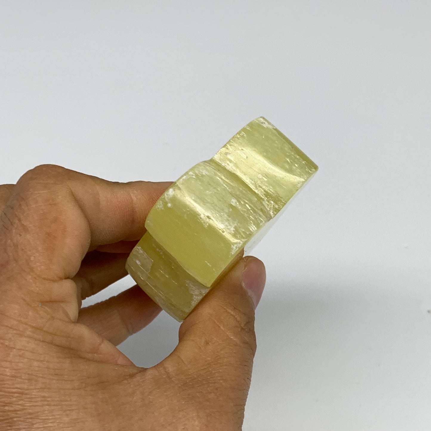 162.5g, 2.7"x1.9"x0.8", Lemon Calcite Cloud Crystal Polished @Pakistan, B30707