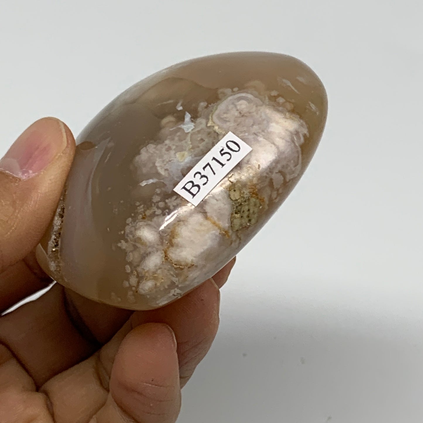 0.33 lbs, 2.4"x2.6"x1.1", Cherry Blossom Flower Agate Heart Crystal, B37150