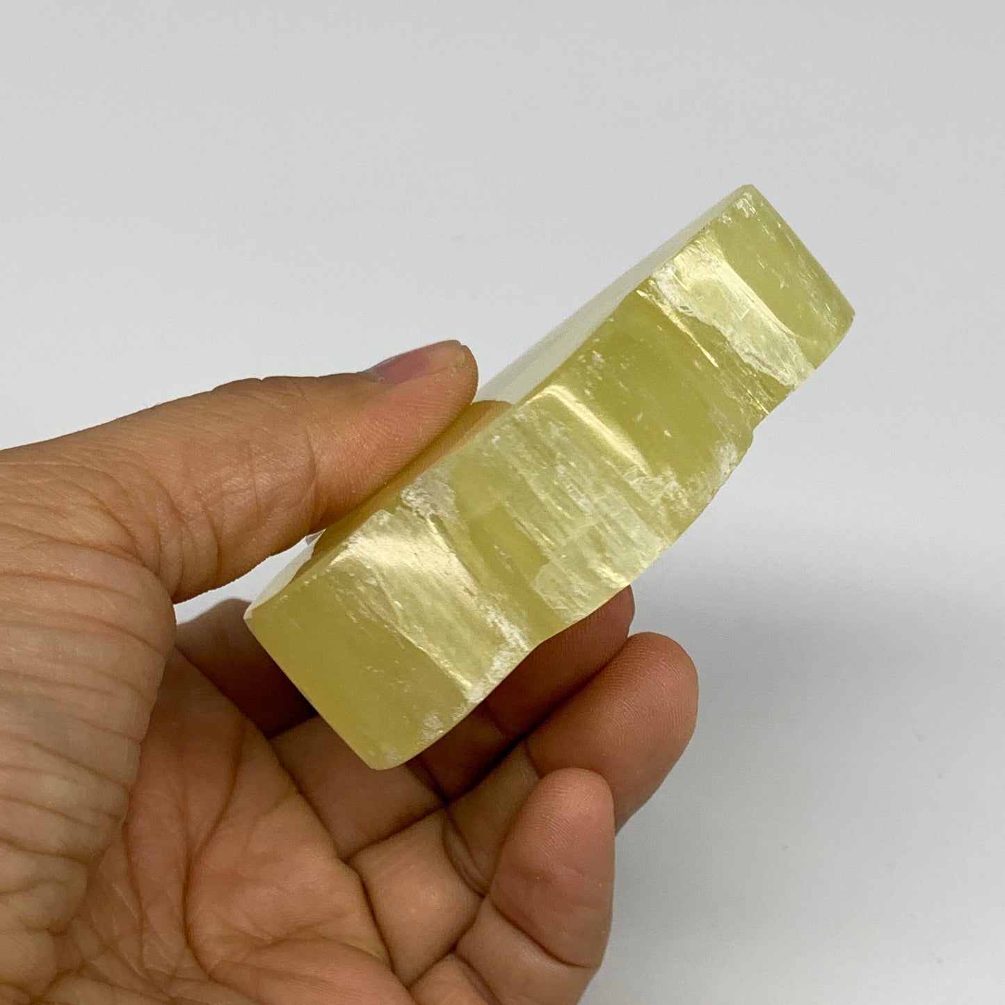 162.5g, 2.7"x1.9"x0.8", Lemon Calcite Cloud Crystal Polished @Pakistan, B30707