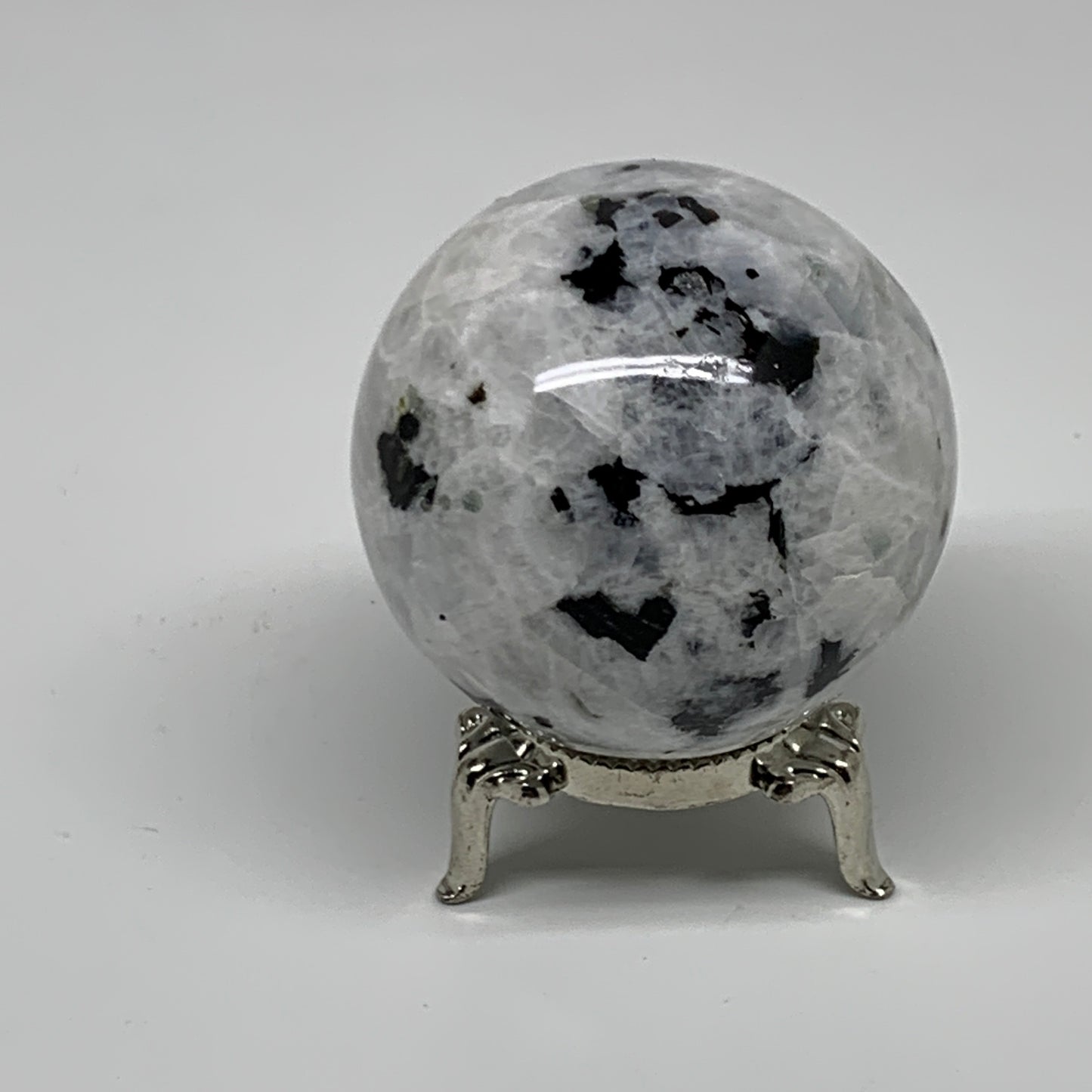 208g, 2.1"(53mm), Natural Rainbow Moonstone Sphere Ball Gemstone, B34953