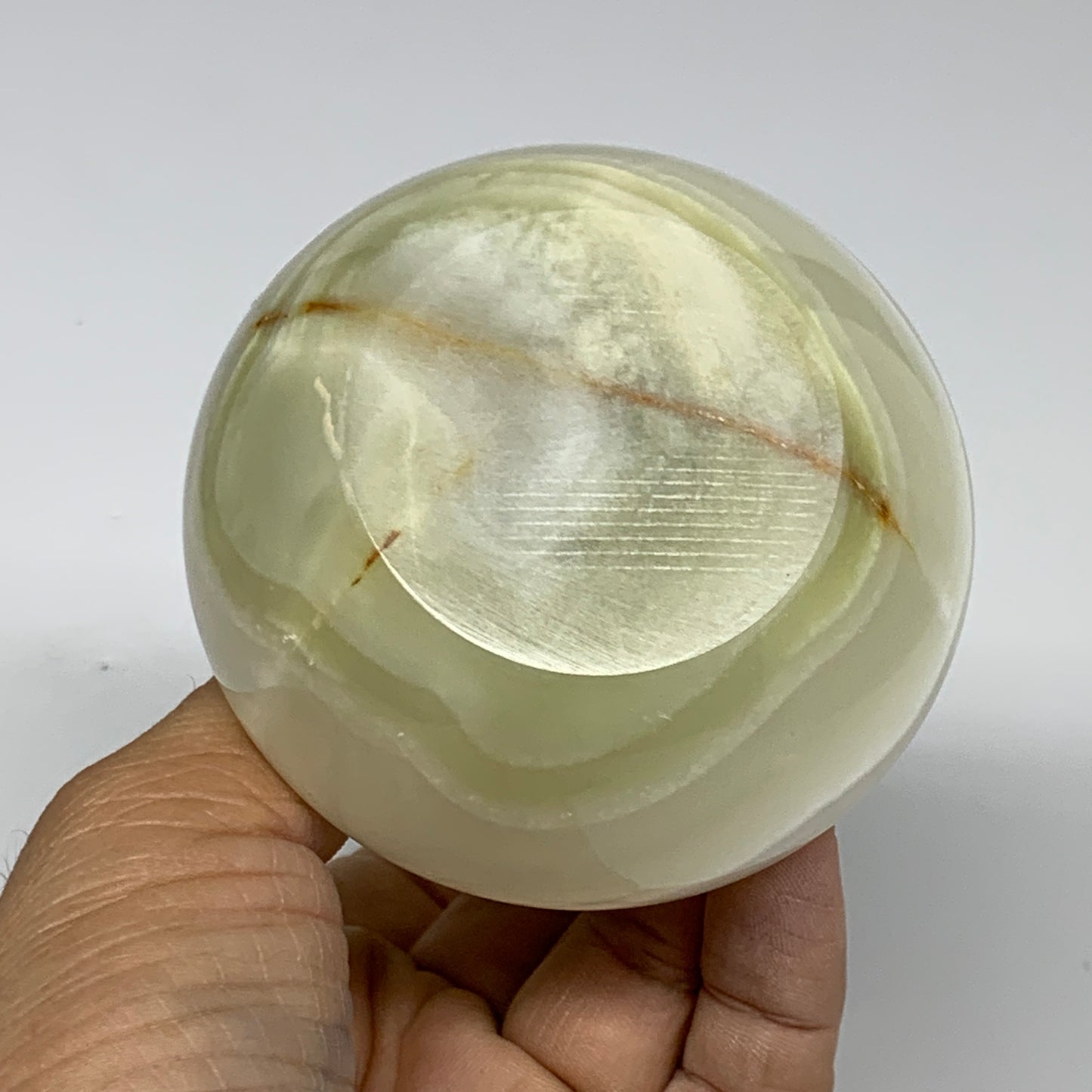 295g, 3.4"x1.5"x2.9", Natural Green Onyx Candle Holder Gemstone Hand Carved, B32