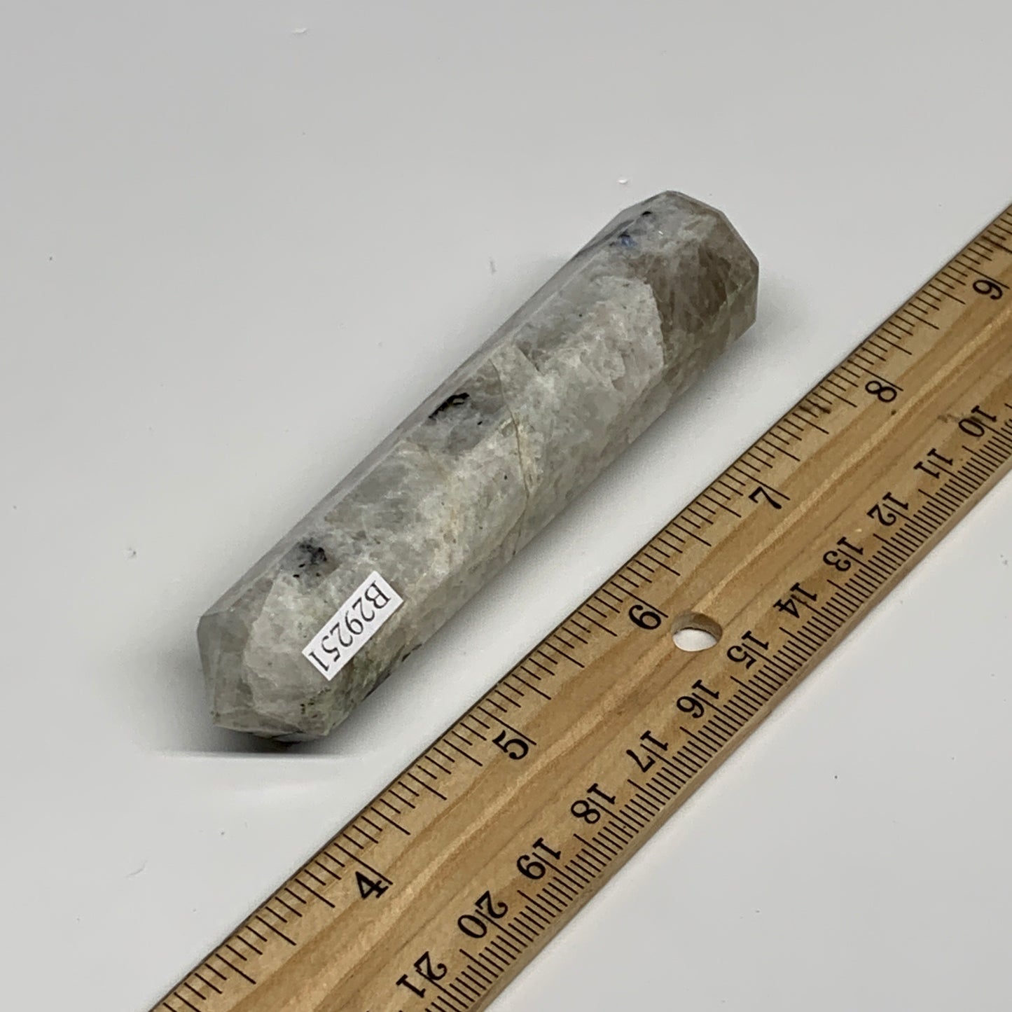 83.7g, 3.8"x0.9", Rainbow Moonstone Tower Obelisk Point Crystal @India, B29251