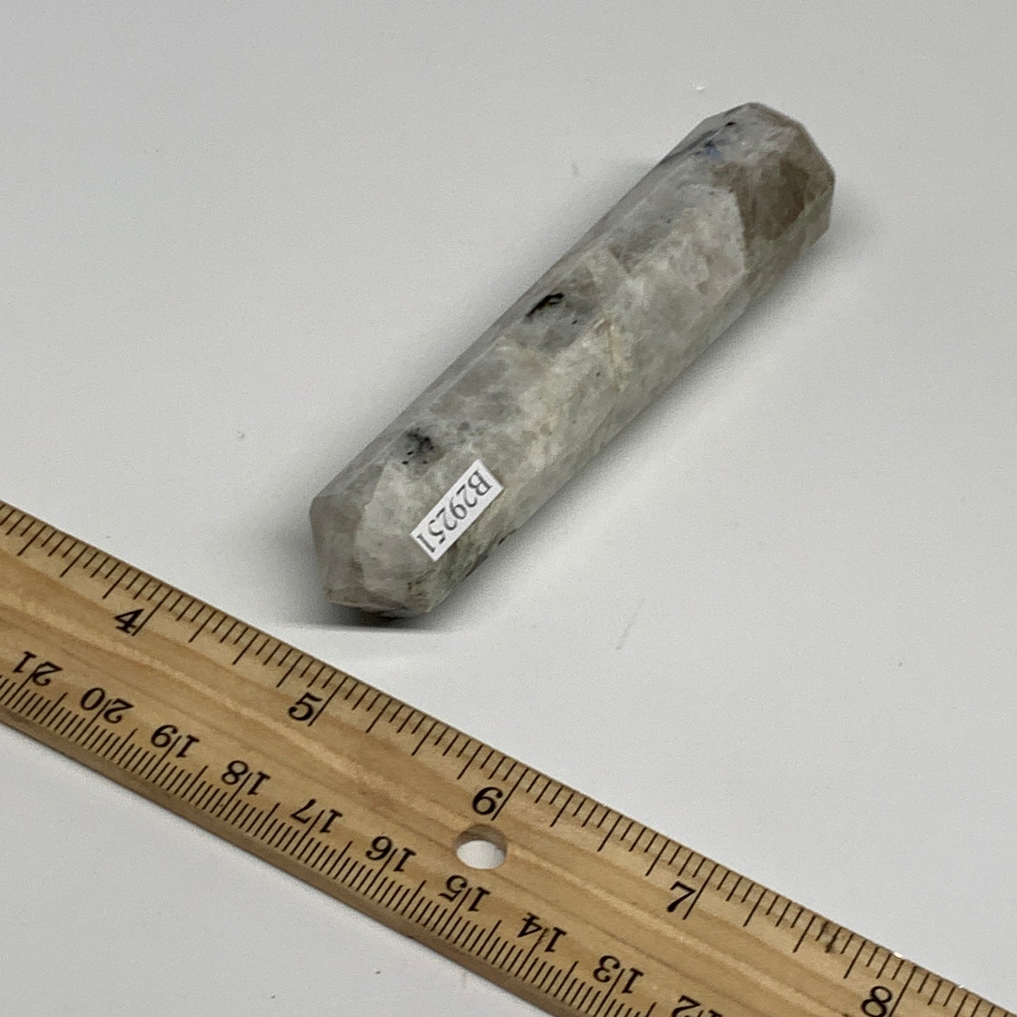 83.7g, 3.8"x0.9", Rainbow Moonstone Tower Obelisk Point Crystal @India, B29251