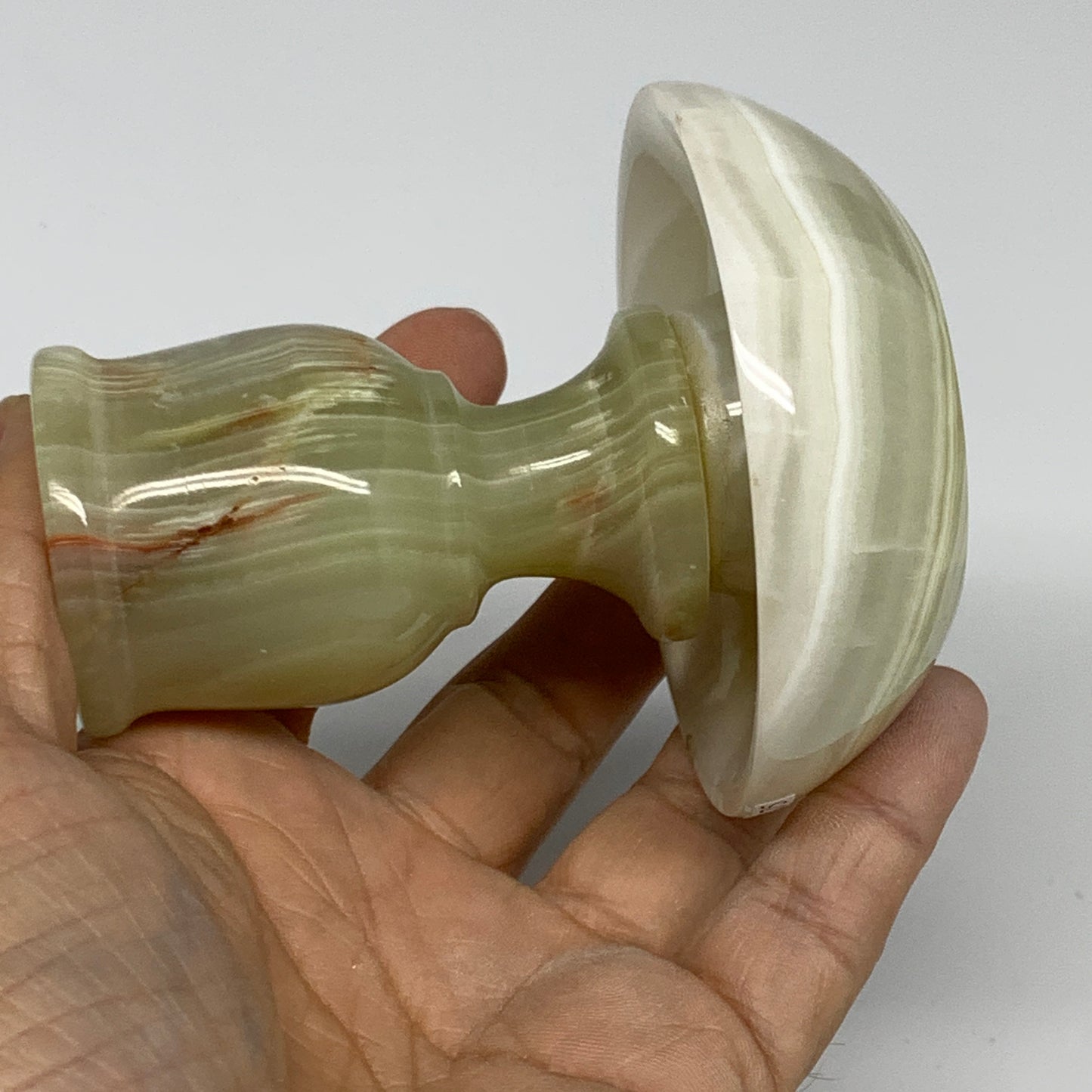 295g, 3.4"x1.5"x2.9", Natural Green Onyx Candle Holder Gemstone Hand Carved, B32