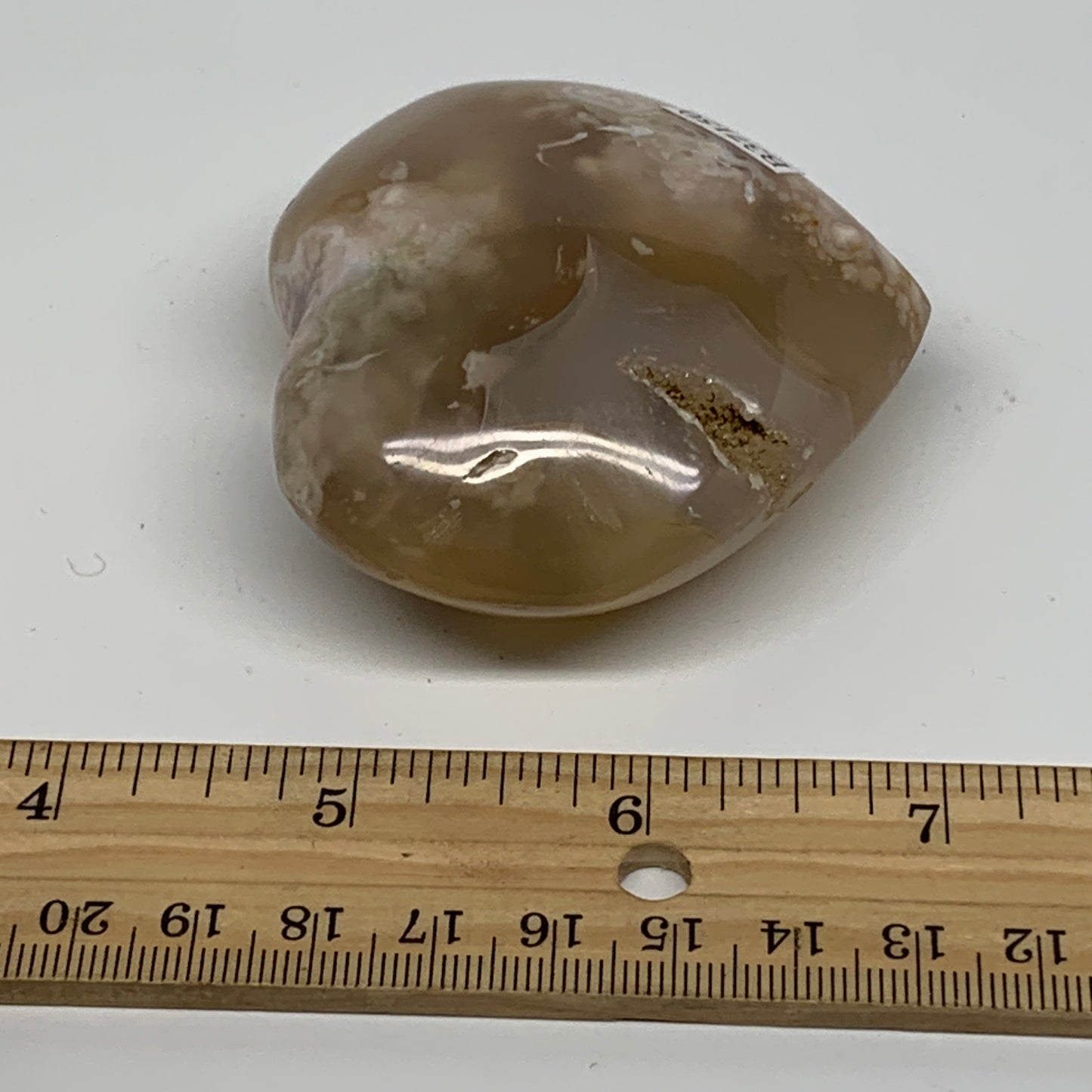 0.33 lbs, 2.4"x2.6"x1.1", Cherry Blossom Flower Agate Heart Crystal, B37150