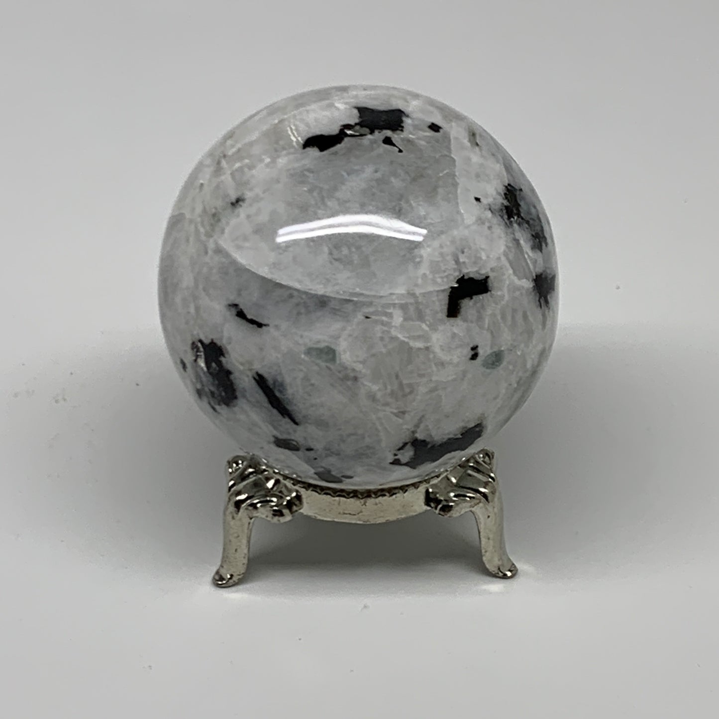 208g, 2.1"(53mm), Natural Rainbow Moonstone Sphere Ball Gemstone, B34953