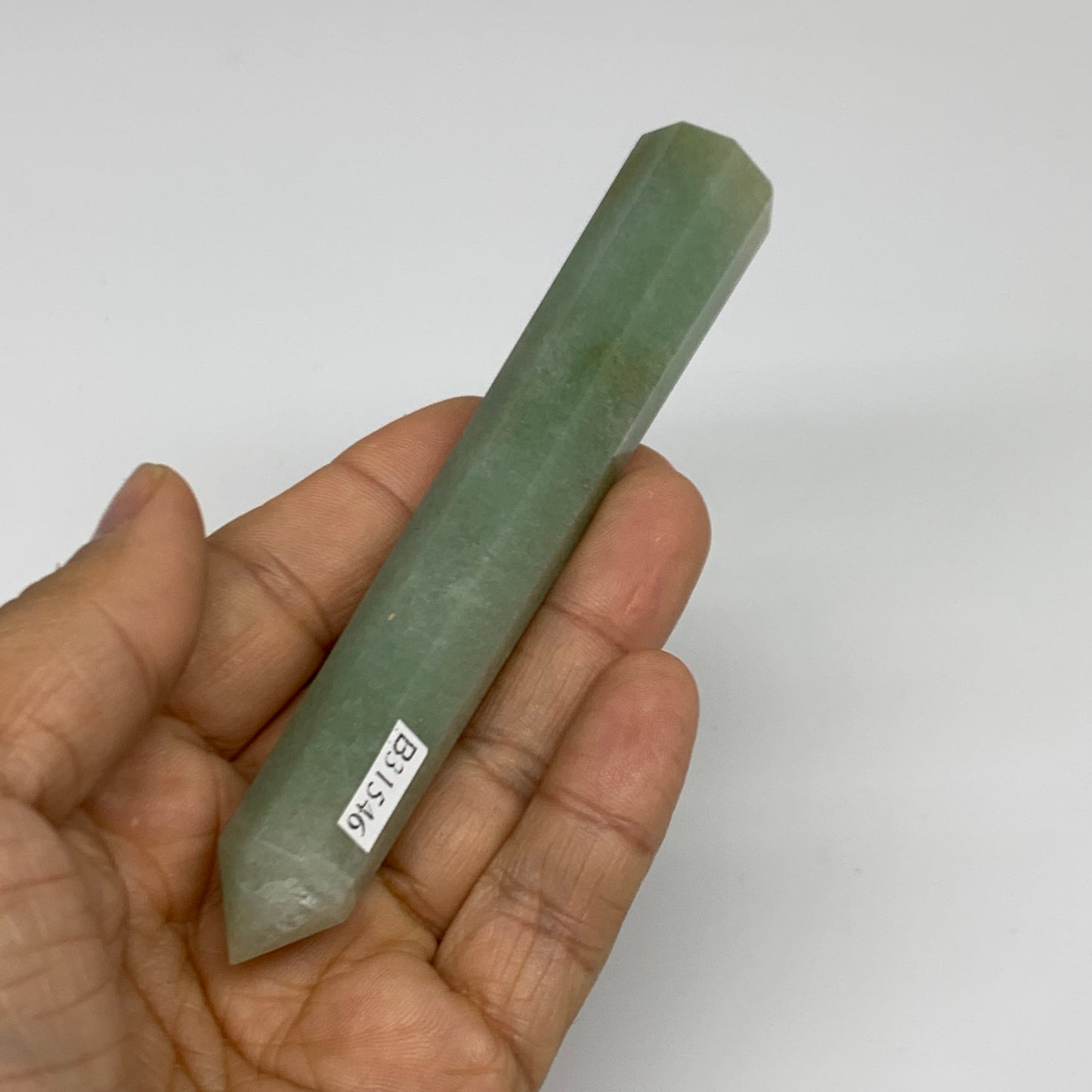 70.3g, 4.8"x0.7", Green Aventurine Tower Obelisk Point Crystal @India,B31546