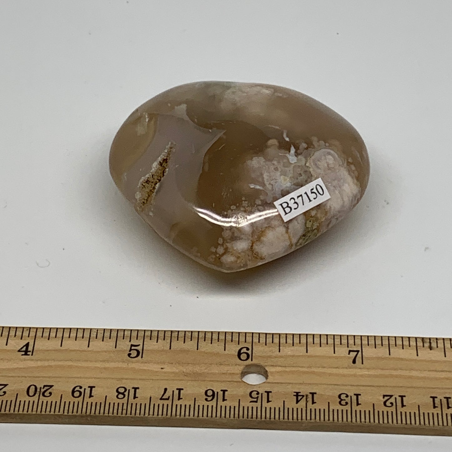 0.33 lbs, 2.4"x2.6"x1.1", Cherry Blossom Flower Agate Heart Crystal, B37150