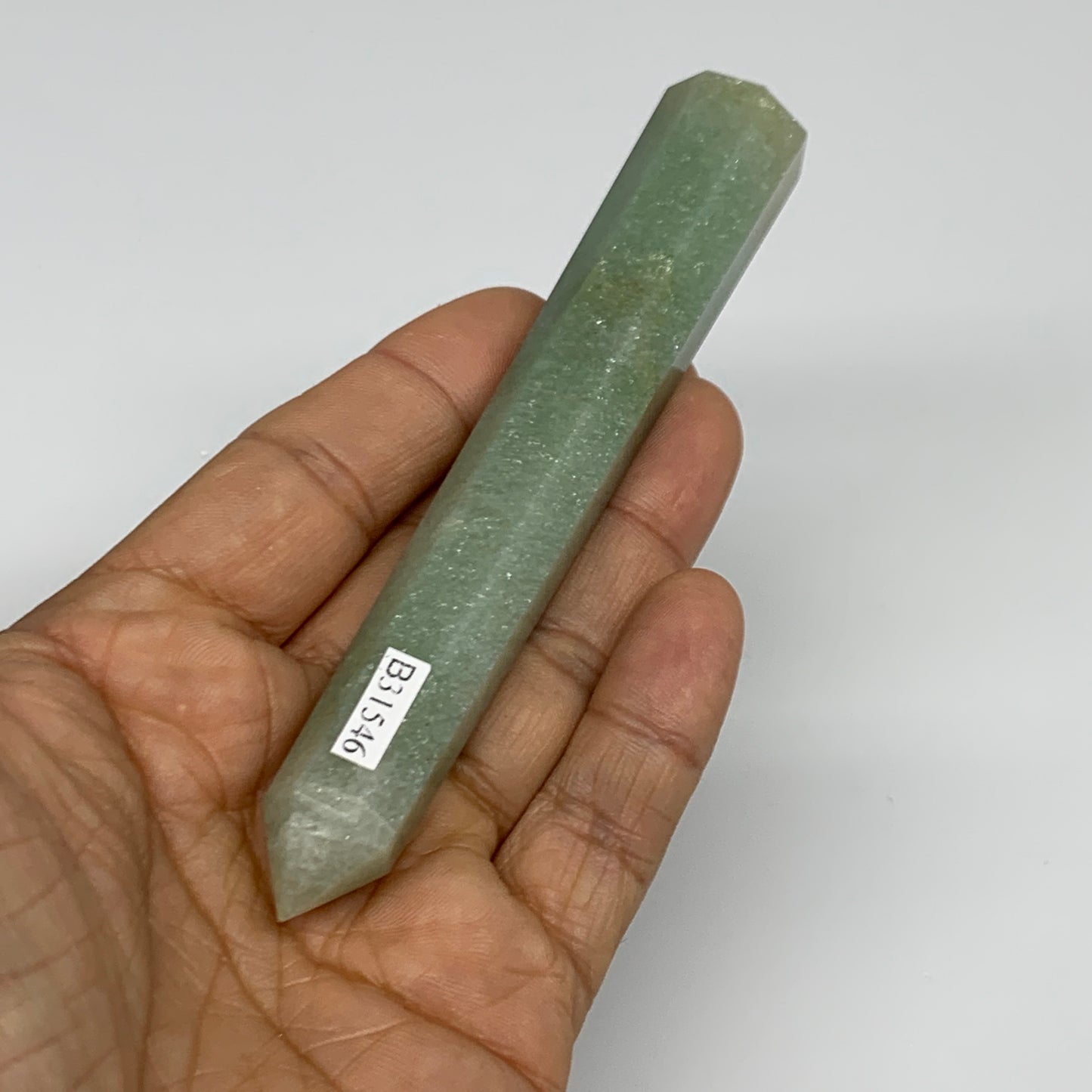 70.3g, 4.8"x0.7", Green Aventurine Tower Obelisk Point Crystal @India,B31546