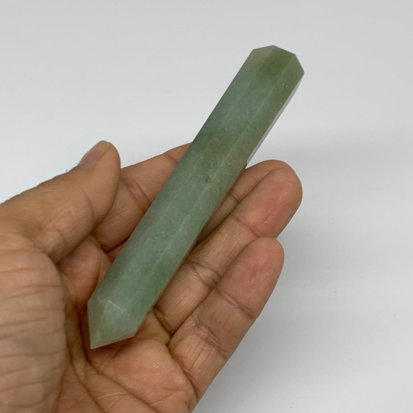 70.3g, 4.8"x0.7", Green Aventurine Tower Obelisk Point Crystal @India,B31546