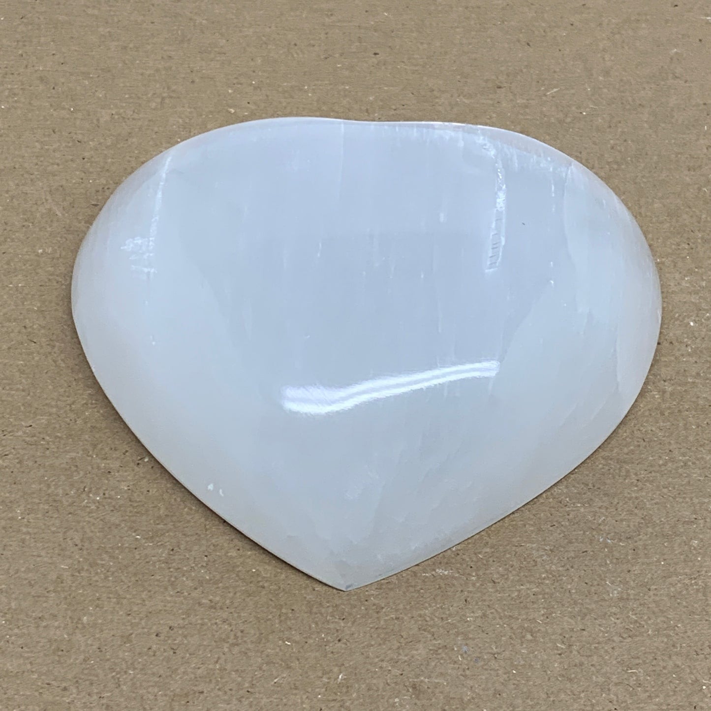 0.89 lbs, 4.1"x4.3"x1.2", Selenite Half Puffy Heart Crystals, Satin Spar, B36262