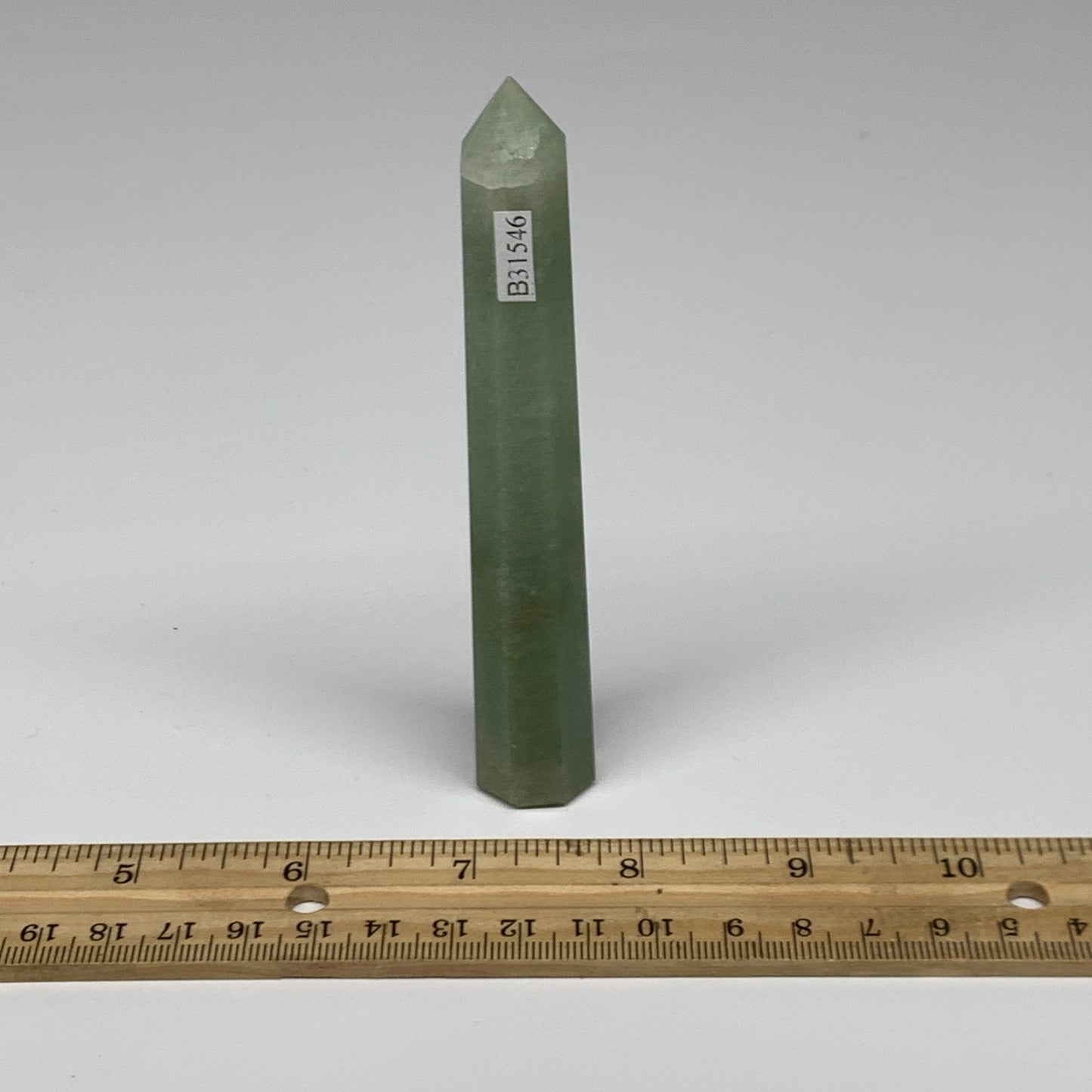 70.3g, 4.8"x0.7", Green Aventurine Tower Obelisk Point Crystal @India,B31546