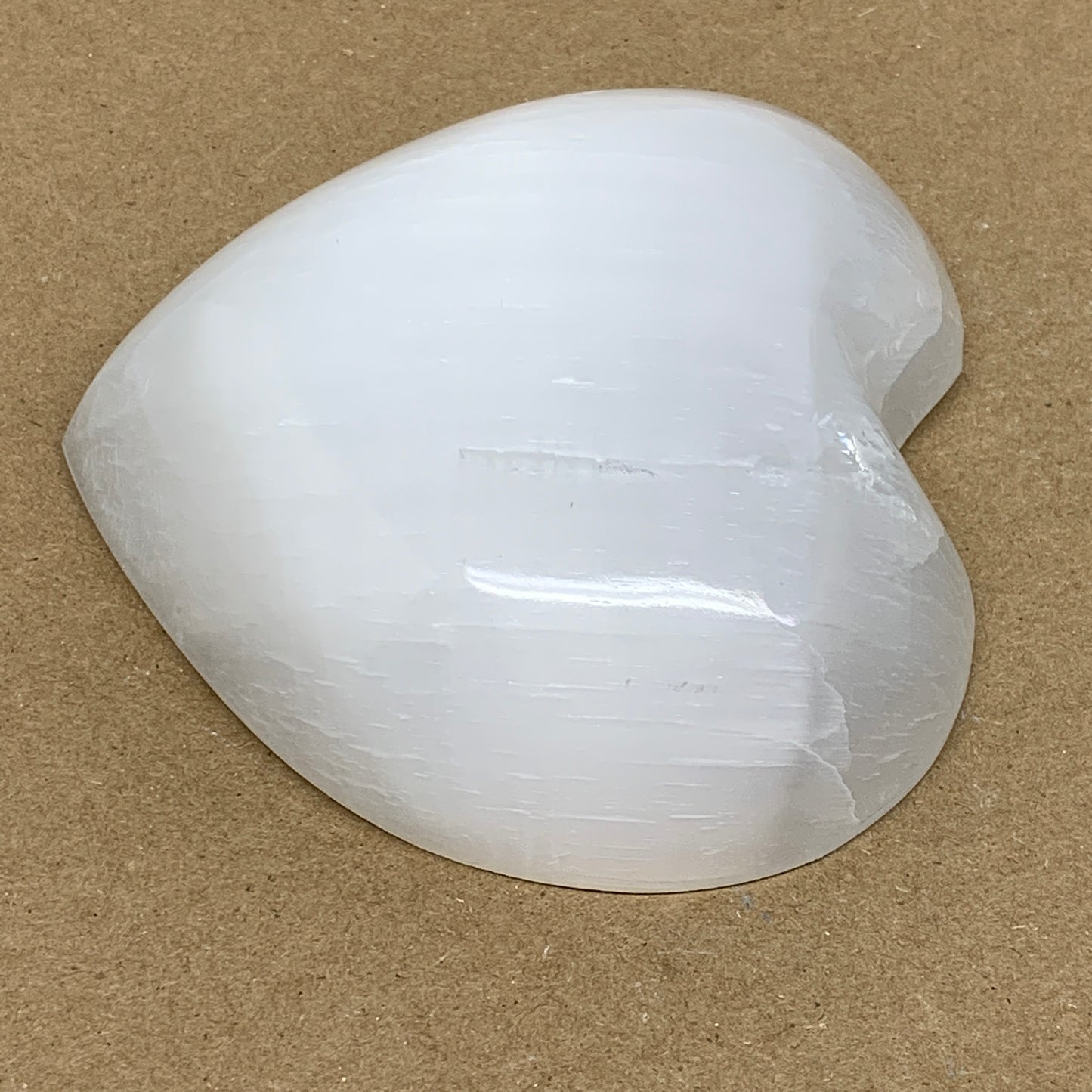 0.89 lbs, 4.1"x4.3"x1.2", Selenite Half Puffy Heart Crystals, Satin Spar, B36262