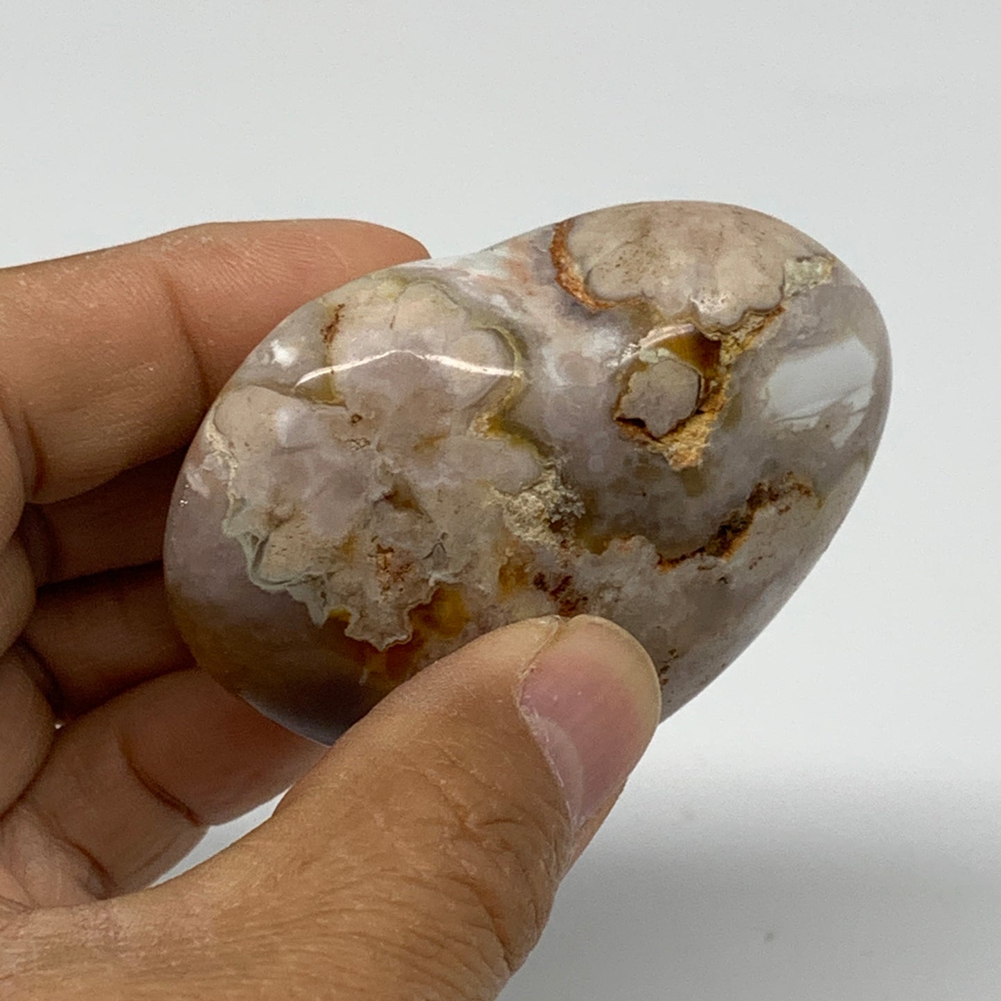 0.26 lbs, 2"x2.5"x1.1", Cherry Blossom Flower Agate Heart Crystal, B37149