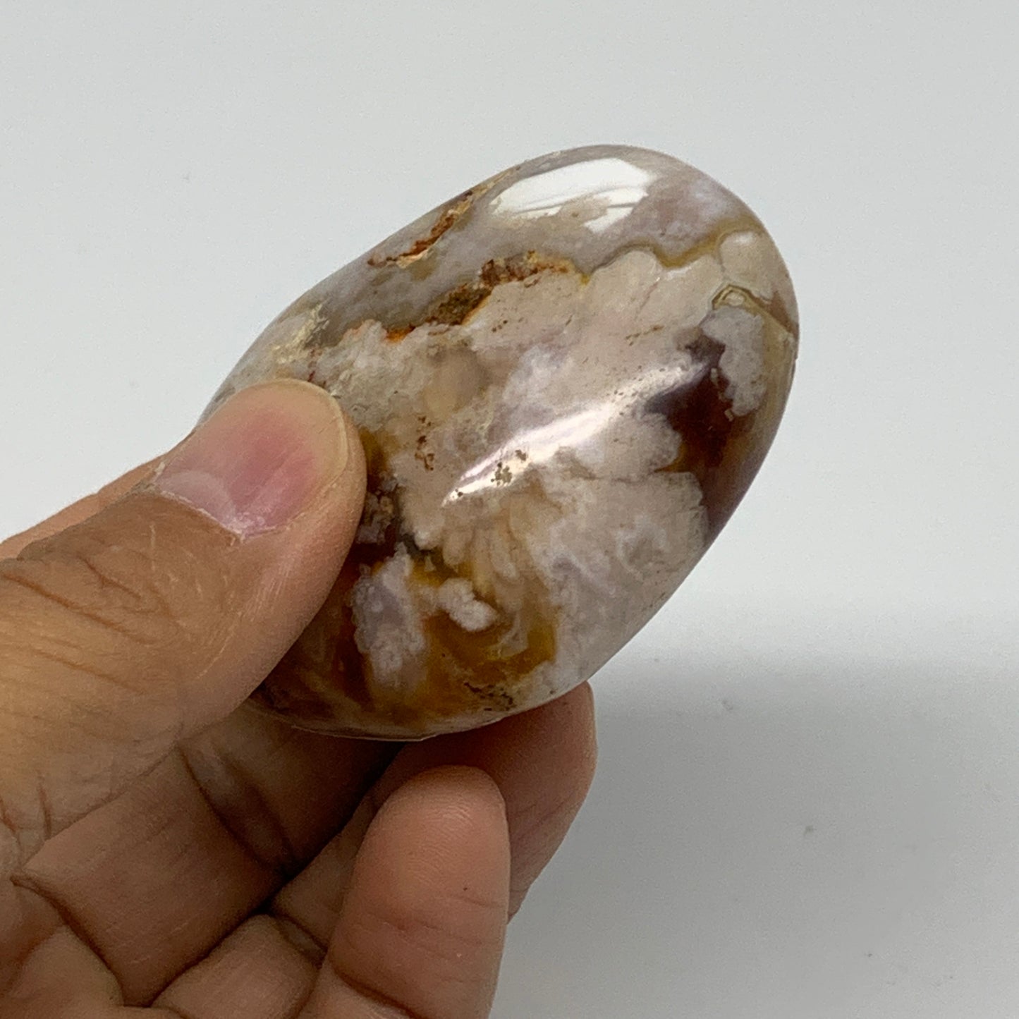 0.26 lbs, 2"x2.5"x1.1", Cherry Blossom Flower Agate Heart Crystal, B37149
