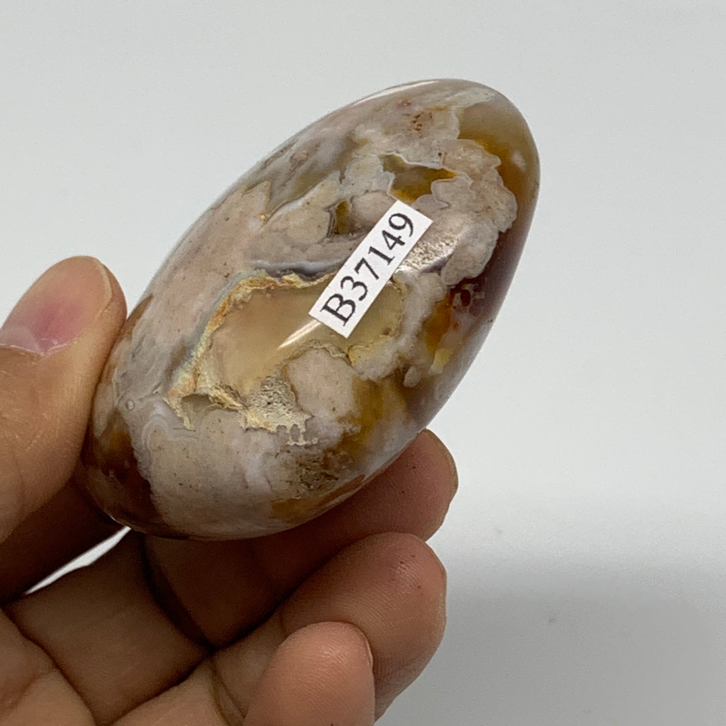 0.26 lbs, 2"x2.5"x1.1", Cherry Blossom Flower Agate Heart Crystal, B37149