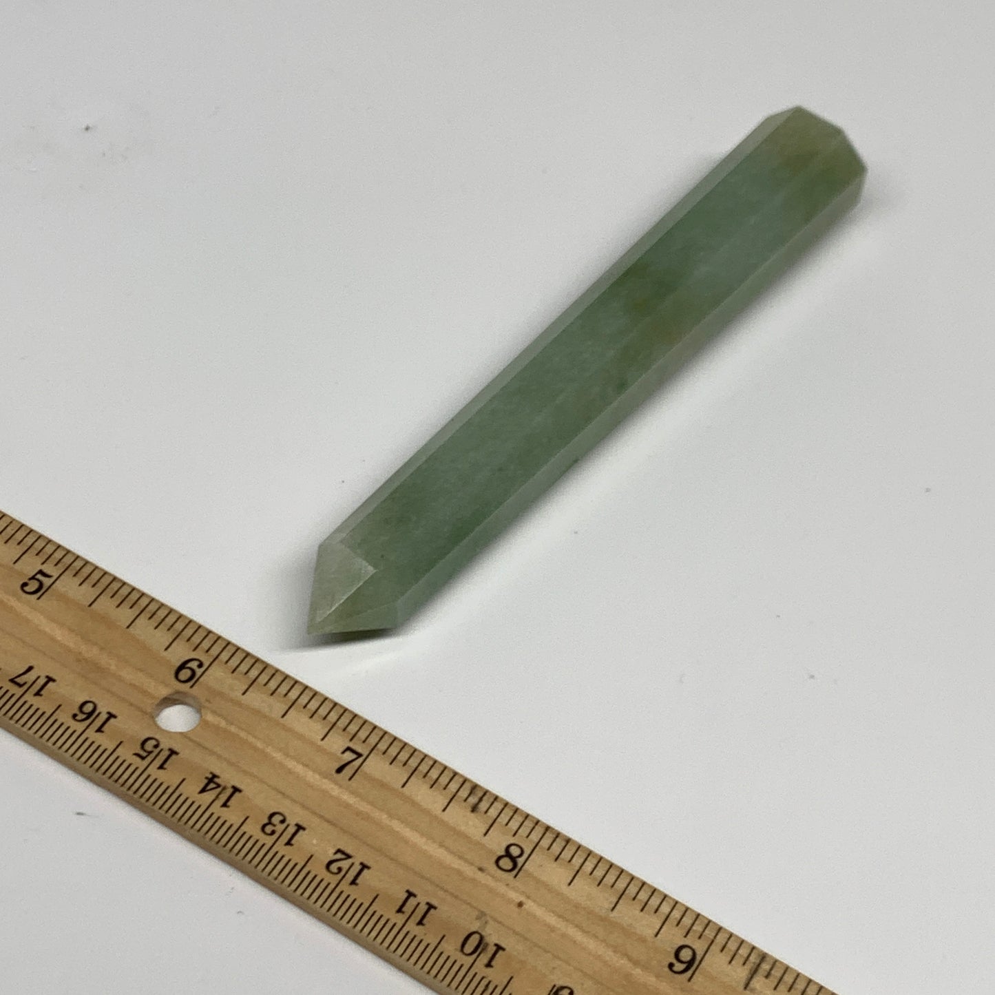 70.3g, 4.8"x0.7", Green Aventurine Tower Obelisk Point Crystal @India,B31546