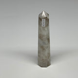 103.8g, 4.4"x1", Rainbow Moonstone Tower Obelisk Point Crystal @India, B29250