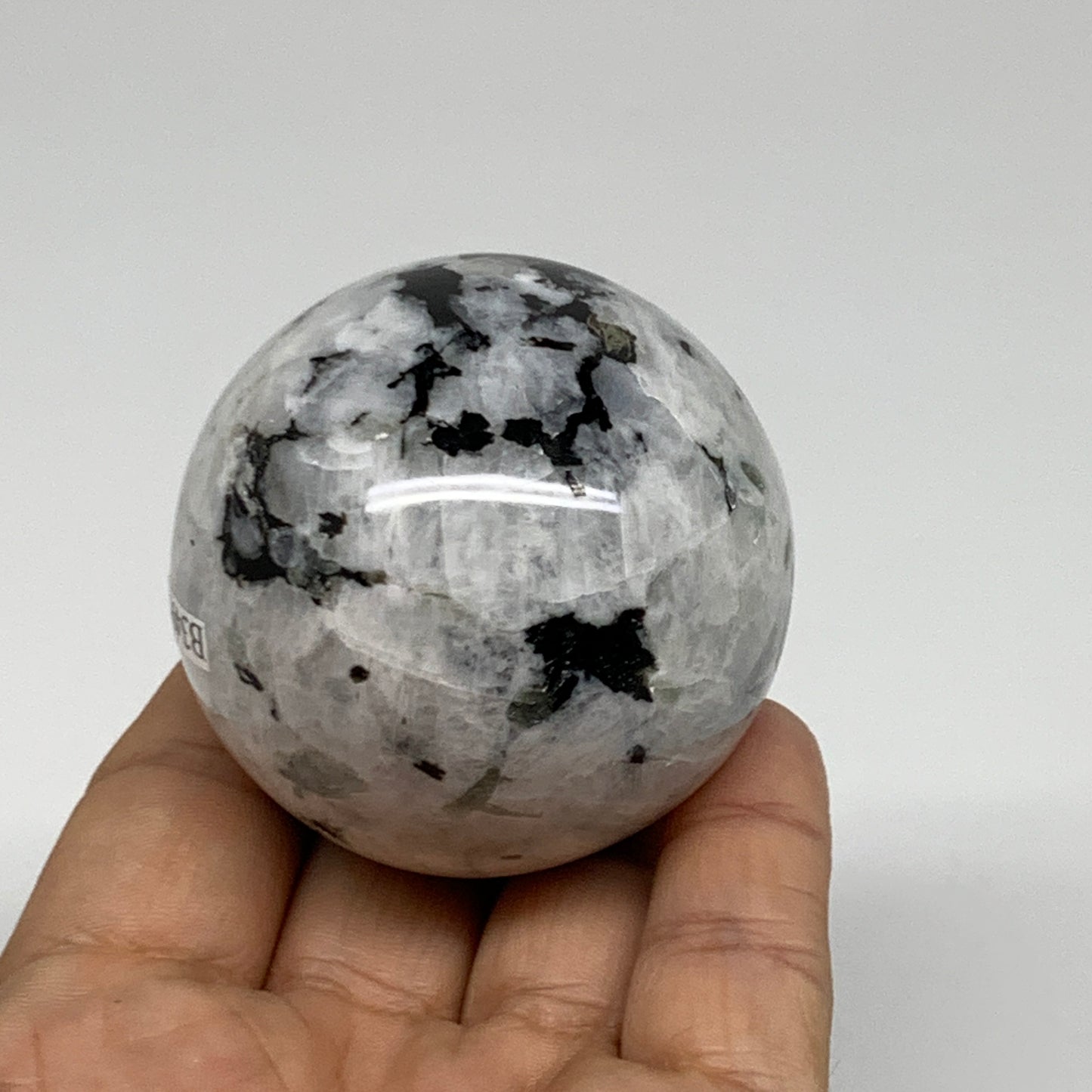 208.1g, 2.1"(52mm), Natural Rainbow Moonstone Sphere Ball Gemstone, B34954