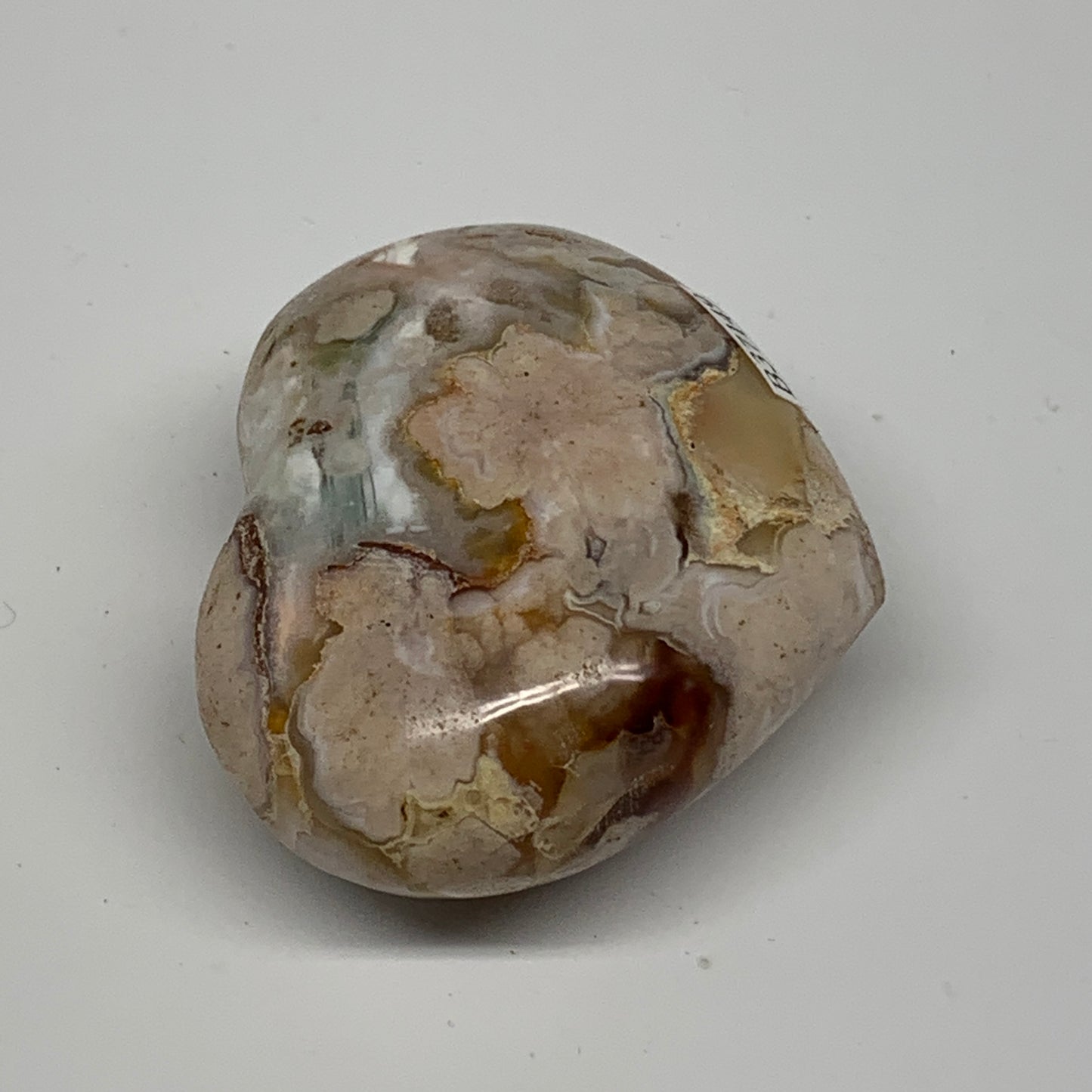 0.26 lbs, 2"x2.5"x1.1", Cherry Blossom Flower Agate Heart Crystal, B37149