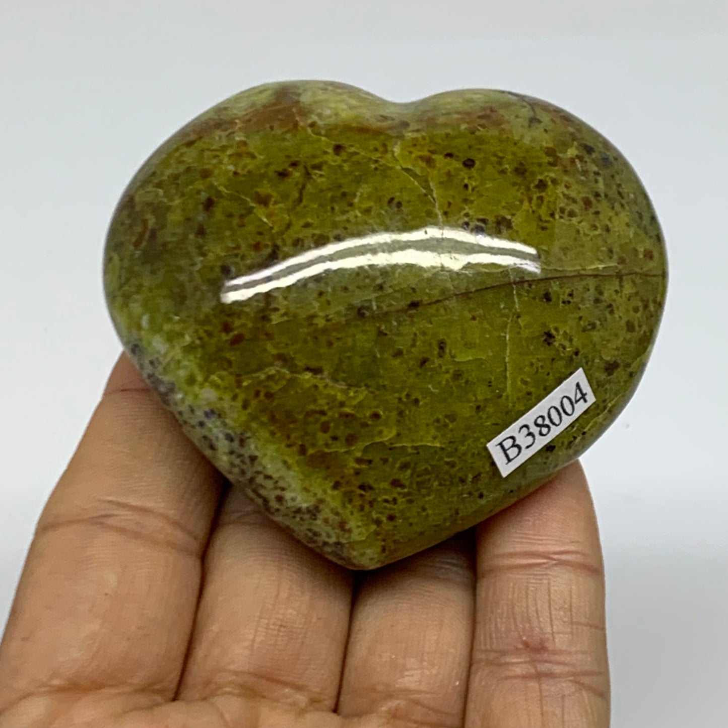 0.28 lbs, 2.3"x2.6"x1.2", Green Opal Heart Polished Gemstone Crystal, B38004