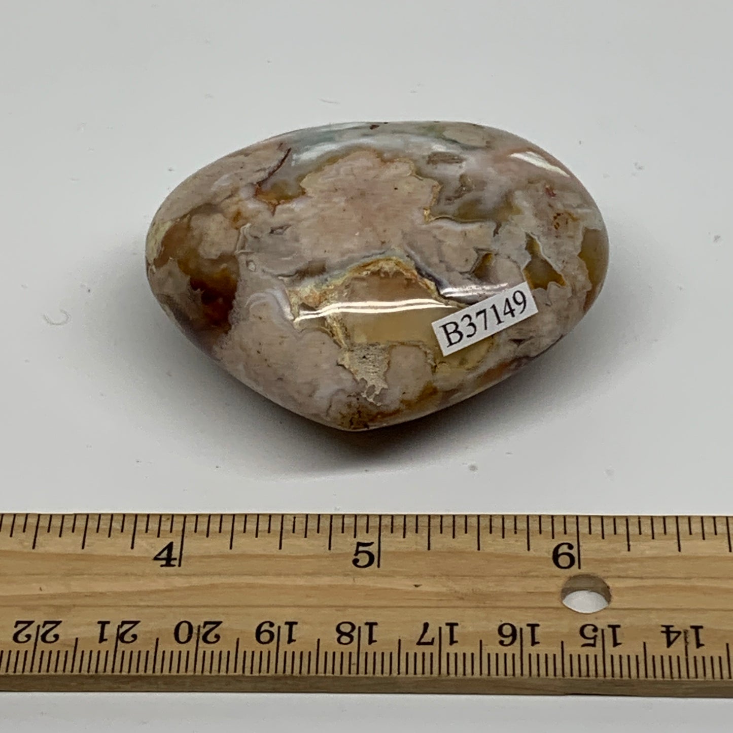 0.26 lbs, 2"x2.5"x1.1", Cherry Blossom Flower Agate Heart Crystal, B37149