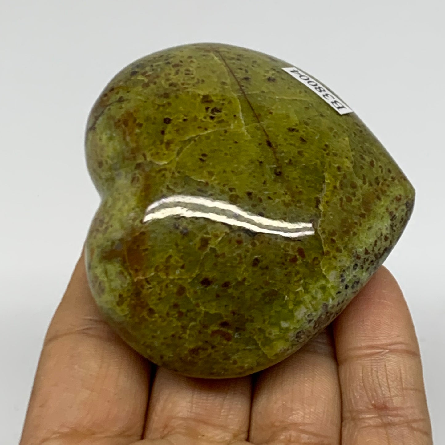 0.28 lbs, 2.3"x2.6"x1.2", Green Opal Heart Polished Gemstone Crystal, B38004