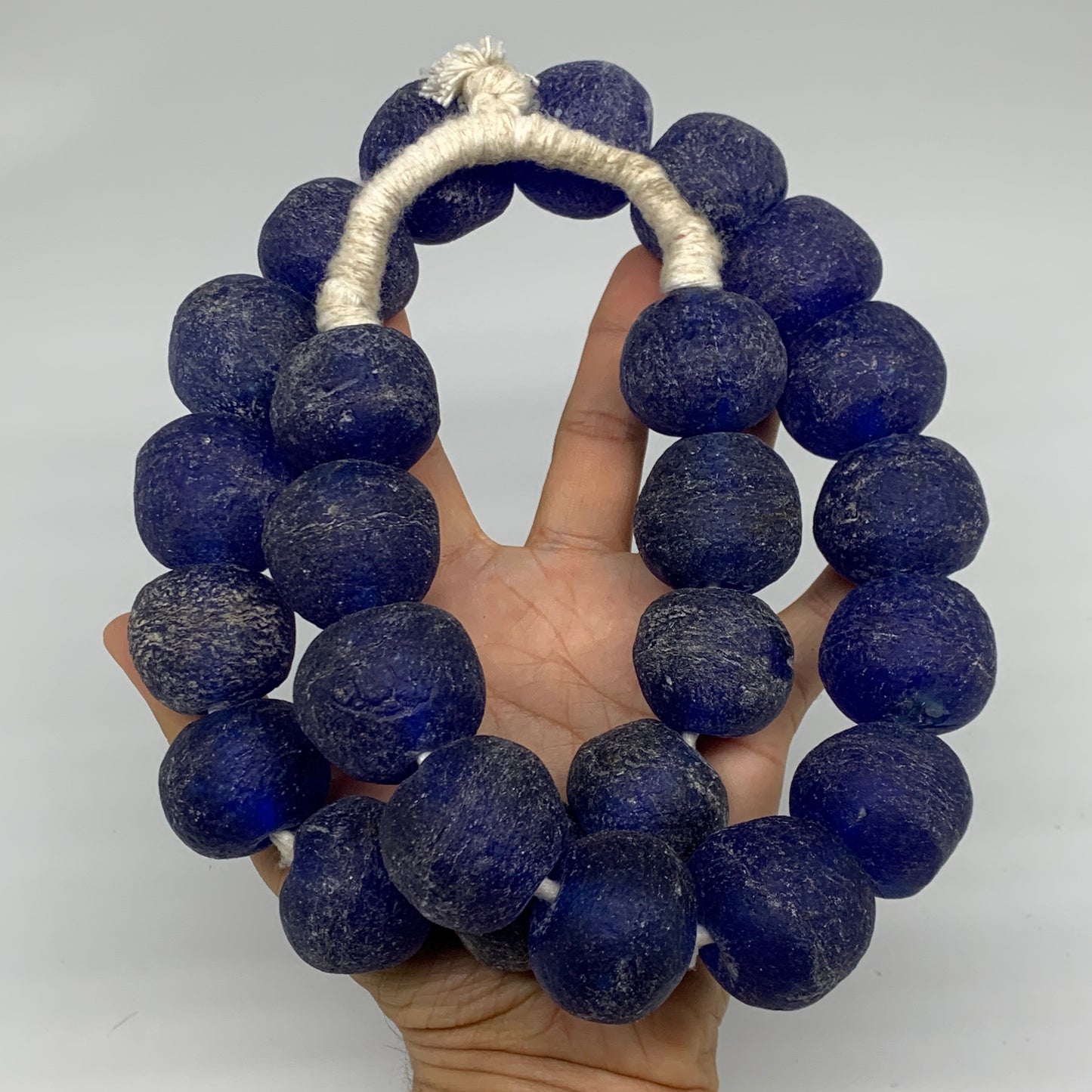 2.28 lbs, 25mm-30mm, 1 Strand, 25 beads, Blue Sea Glass Beads, B35669