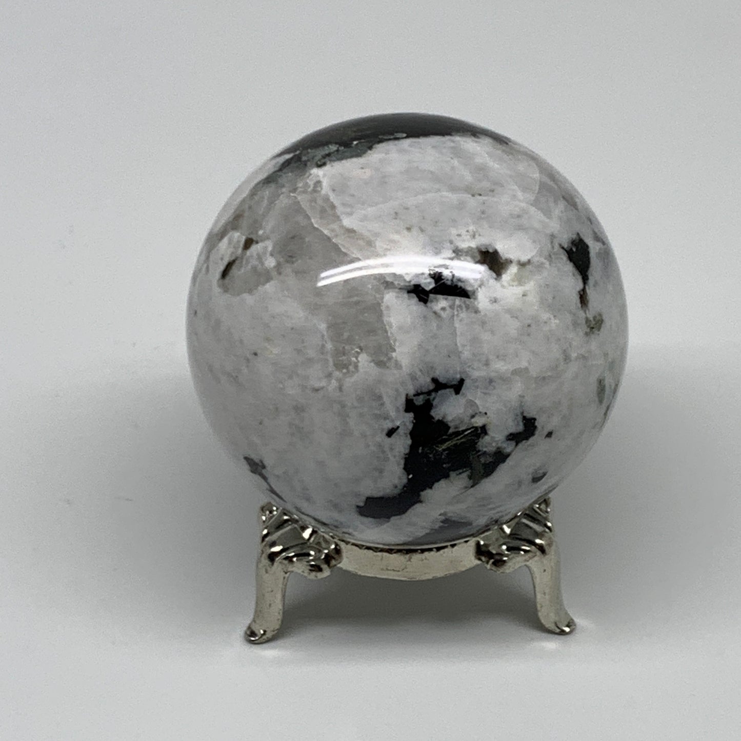 208.1g, 2.1"(52mm), Natural Rainbow Moonstone Sphere Ball Gemstone, B34954