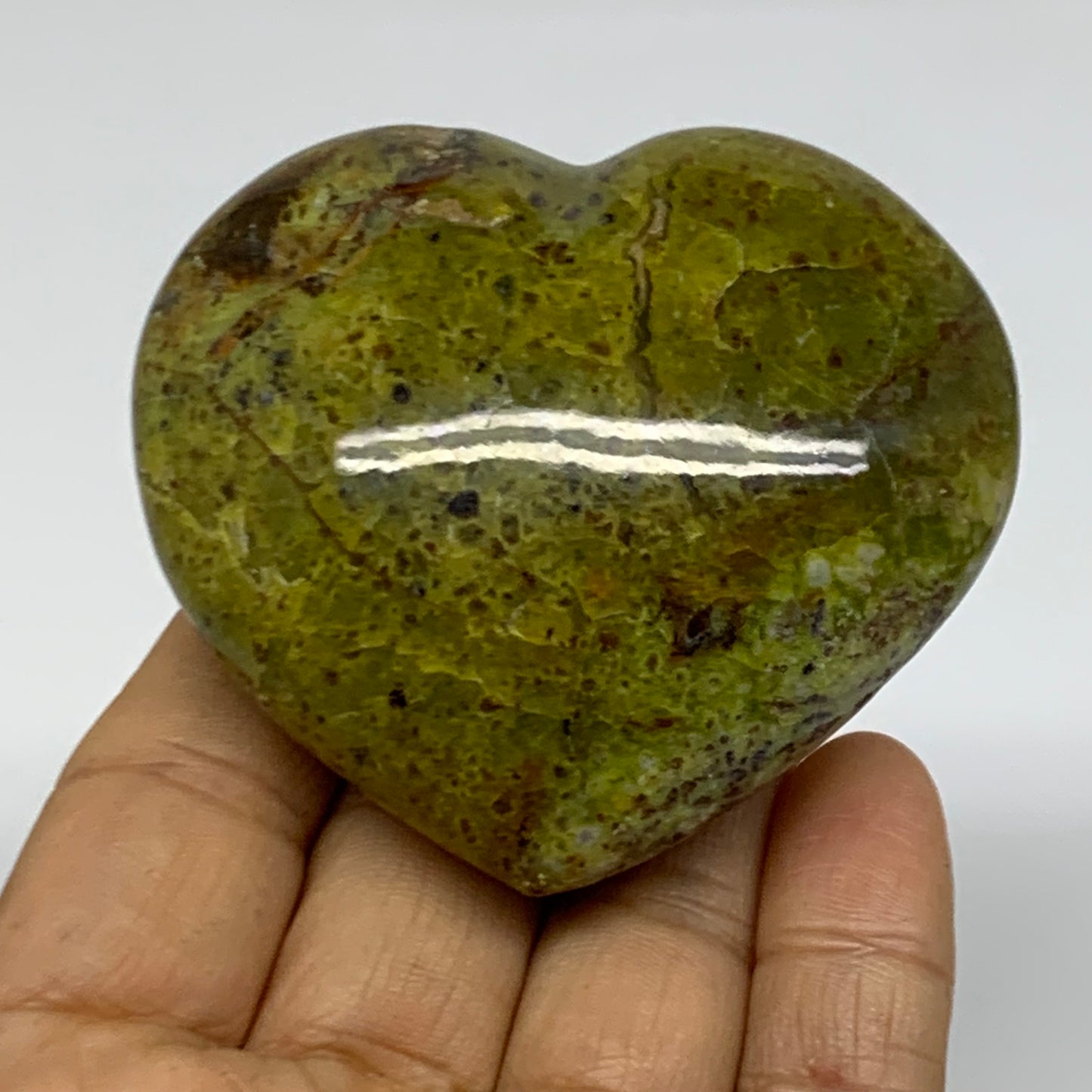 0.28 lbs, 2.3"x2.6"x1.2", Green Opal Heart Polished Gemstone Crystal, B38004