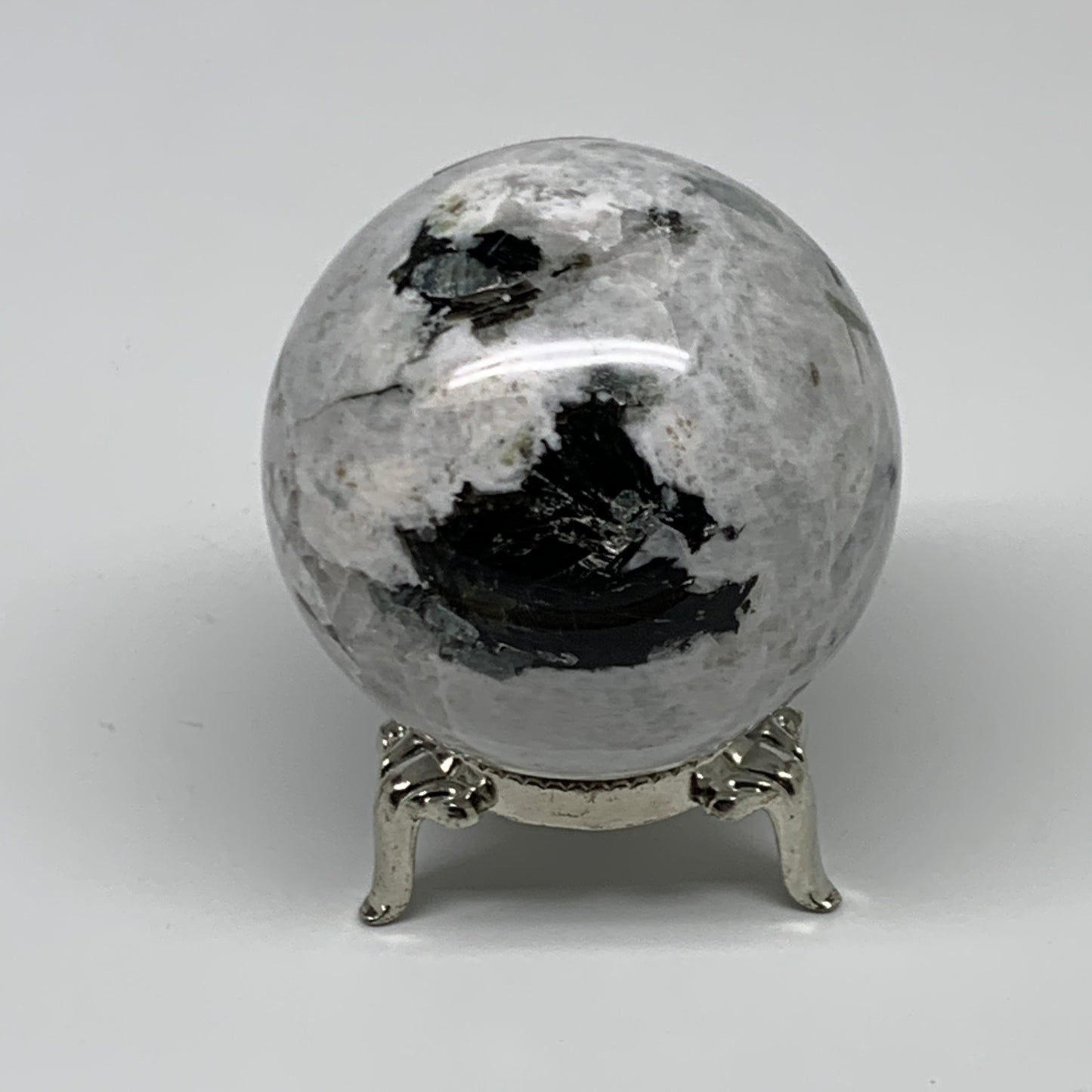 208.1g, 2.1"(52mm), Natural Rainbow Moonstone Sphere Ball Gemstone, B34954