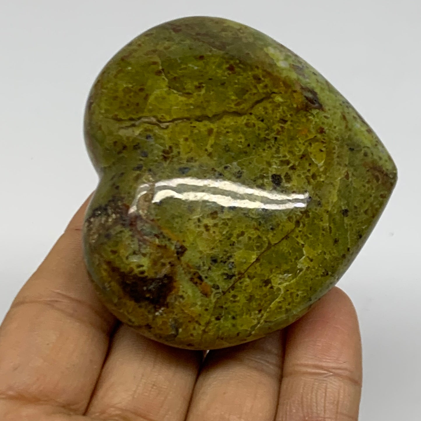 0.28 lbs, 2.3"x2.6"x1.2", Green Opal Heart Polished Gemstone Crystal, B38004