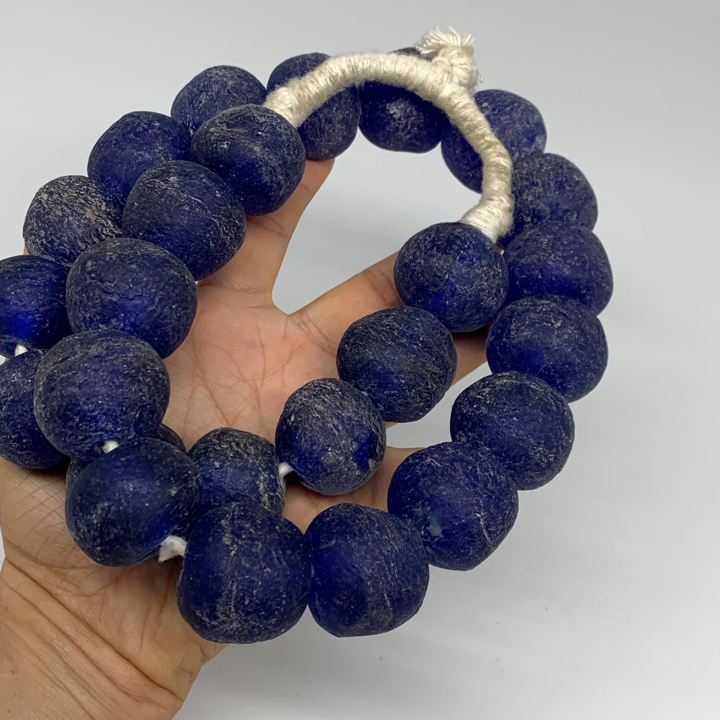 2.28 lbs, 25mm-30mm, 1 Strand, 25 beads, Blue Sea Glass Beads, B35669